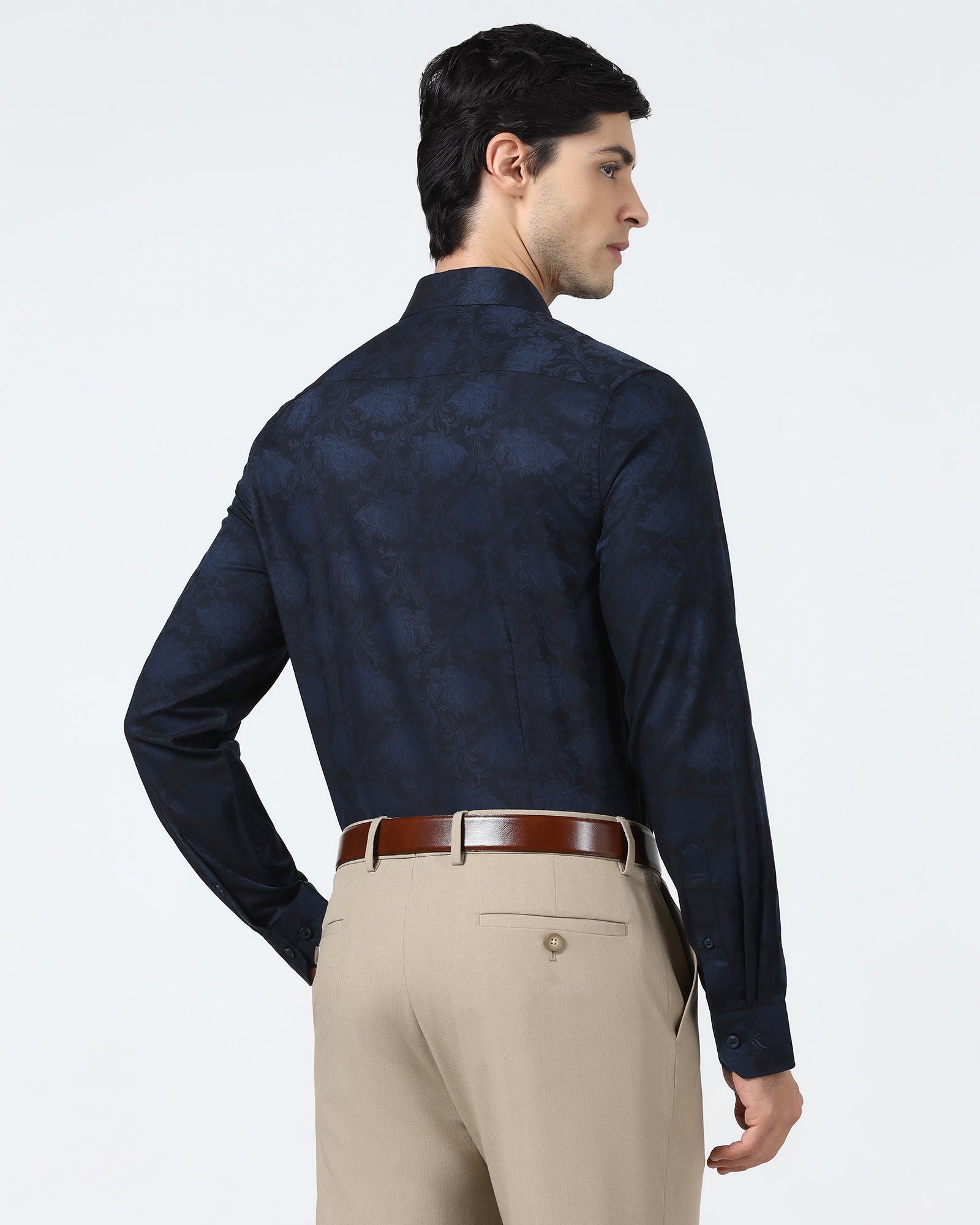 Navy Jacquard Shirt - Wasabi