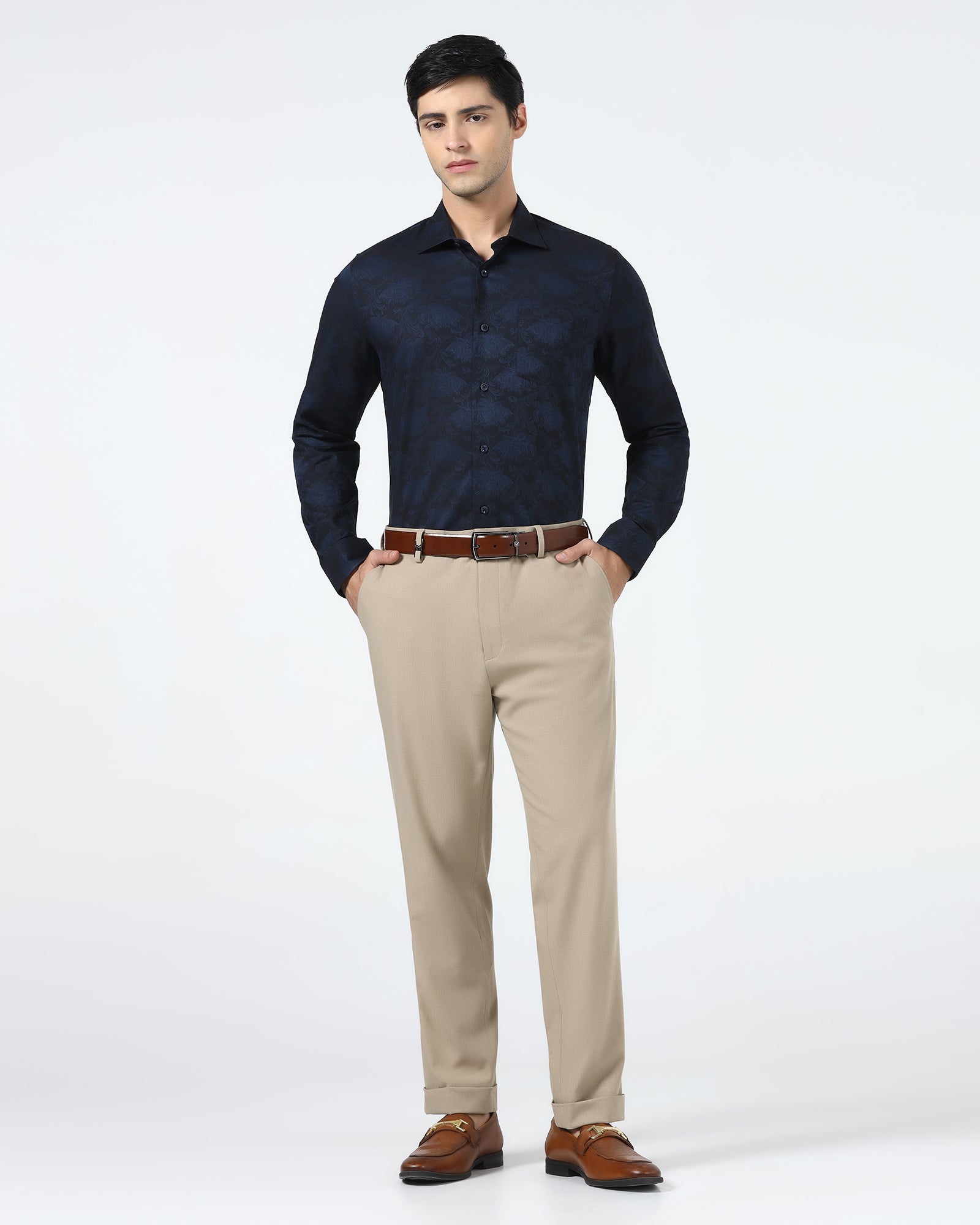 Navy Jacquard Shirt - Wasabi