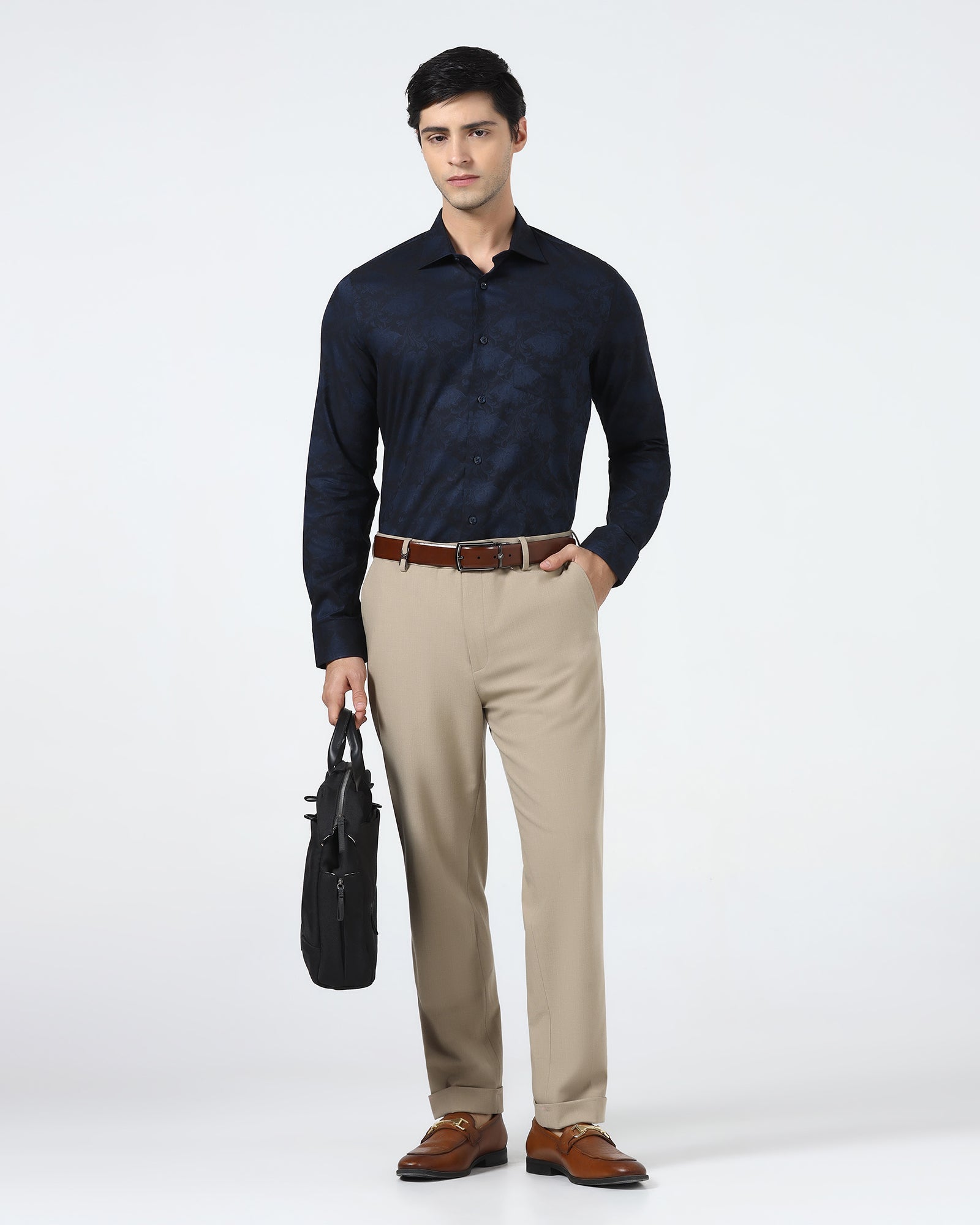 Navy Jacquard Shirt - Wasabi