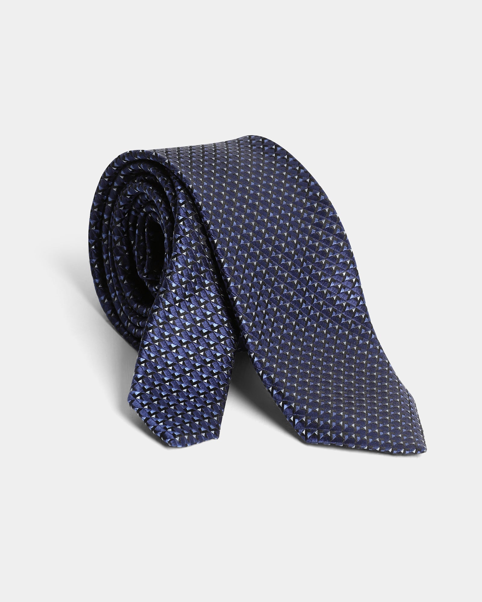 Navy Silk Jacquard Tie - Barclay
