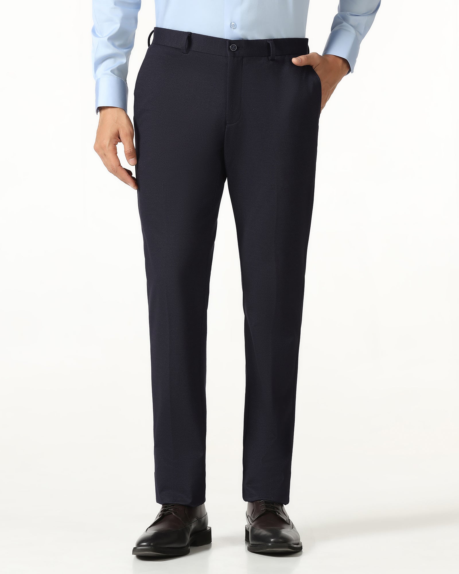 Navy Must Haves Textured Trouser - Miggins