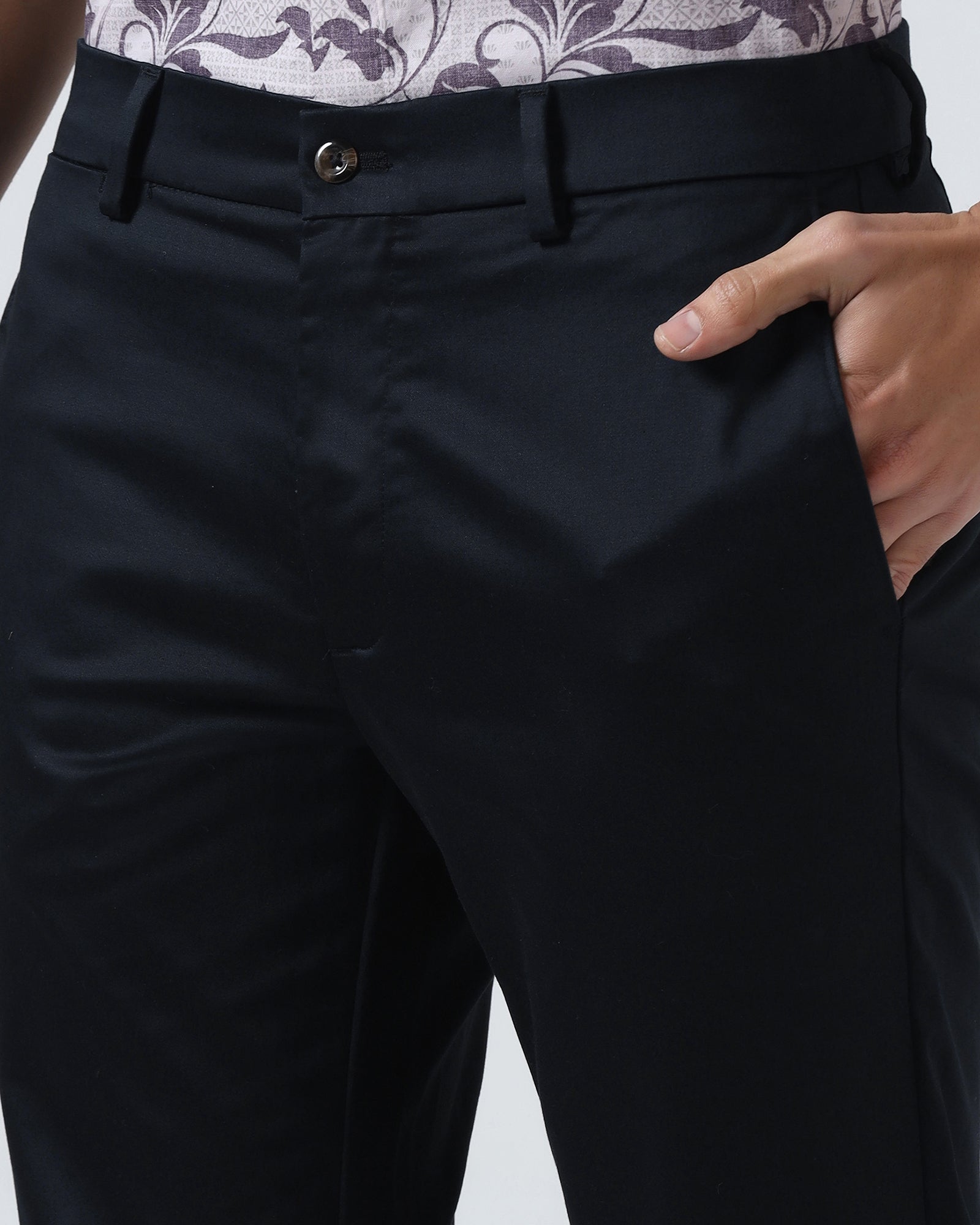 Navy Non Iron Solid Khakis - Cypres