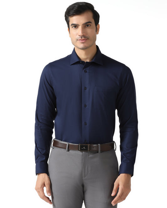 Navy Non Iron Textured Shirt - P31