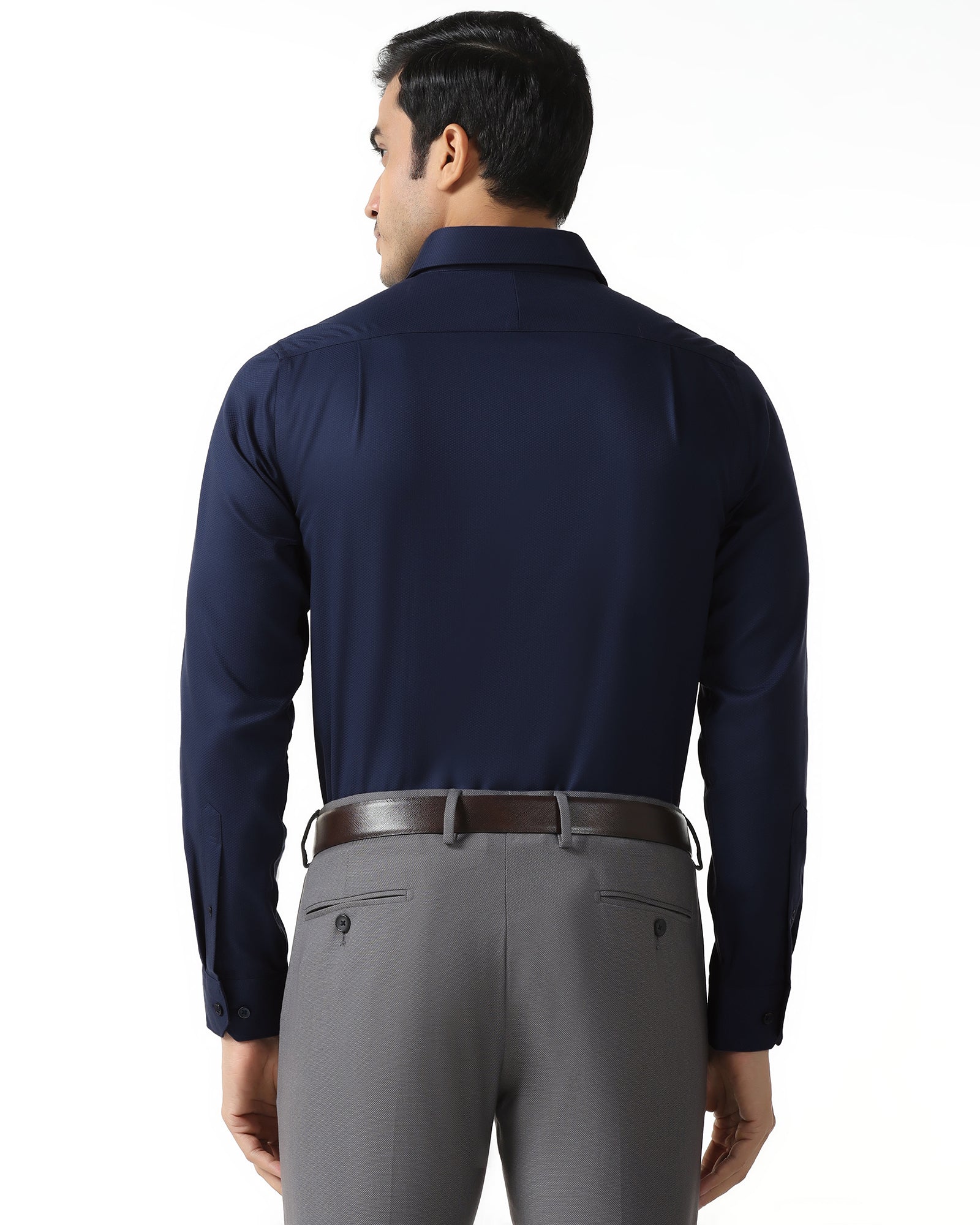 Navy Non Iron Textured Shirt - P31