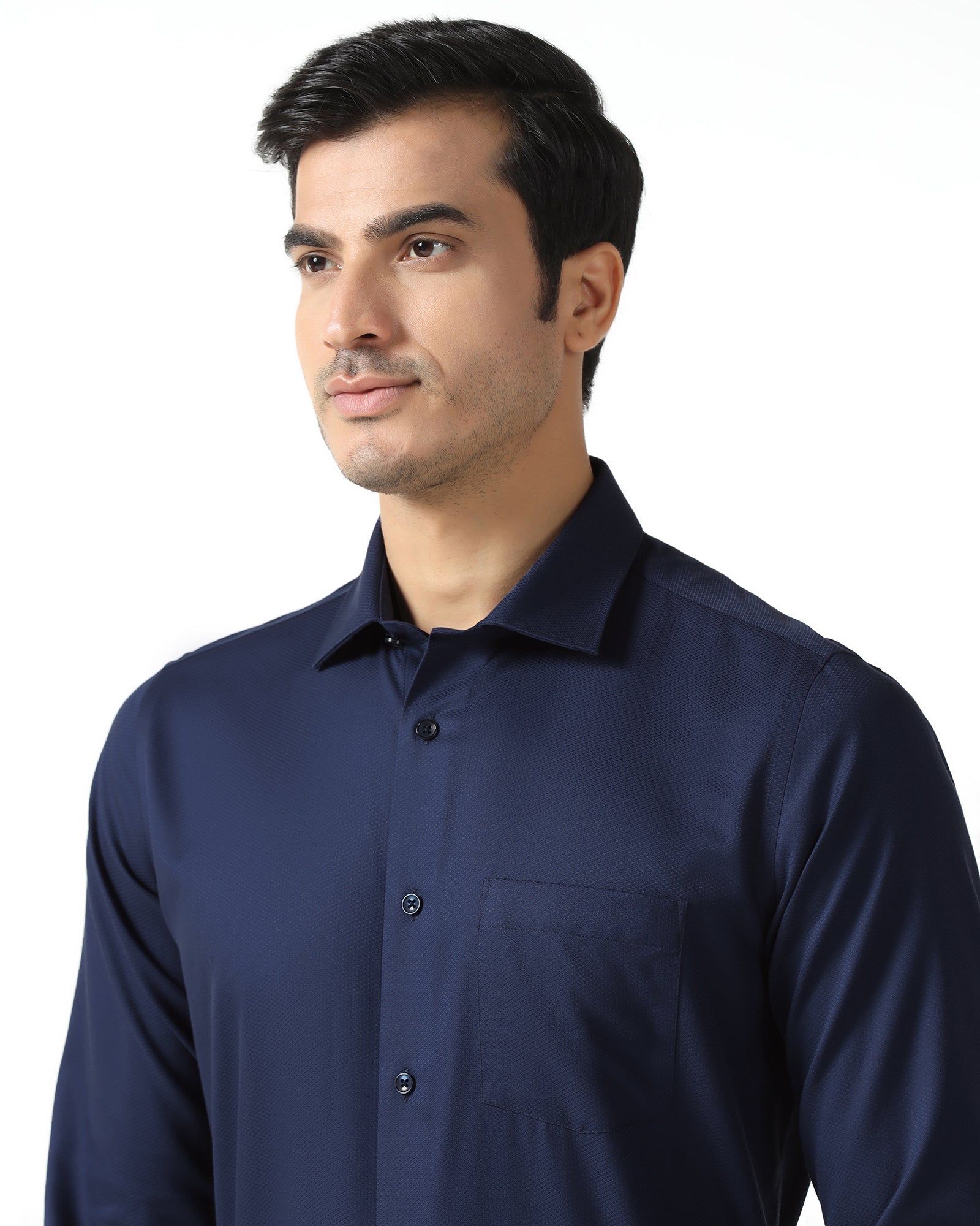 Navy Non Iron Textured Shirt - P31