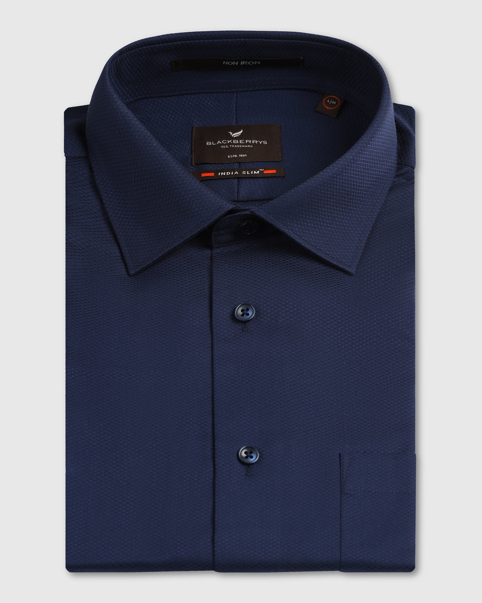 Navy Non Iron Textured Shirt - P31