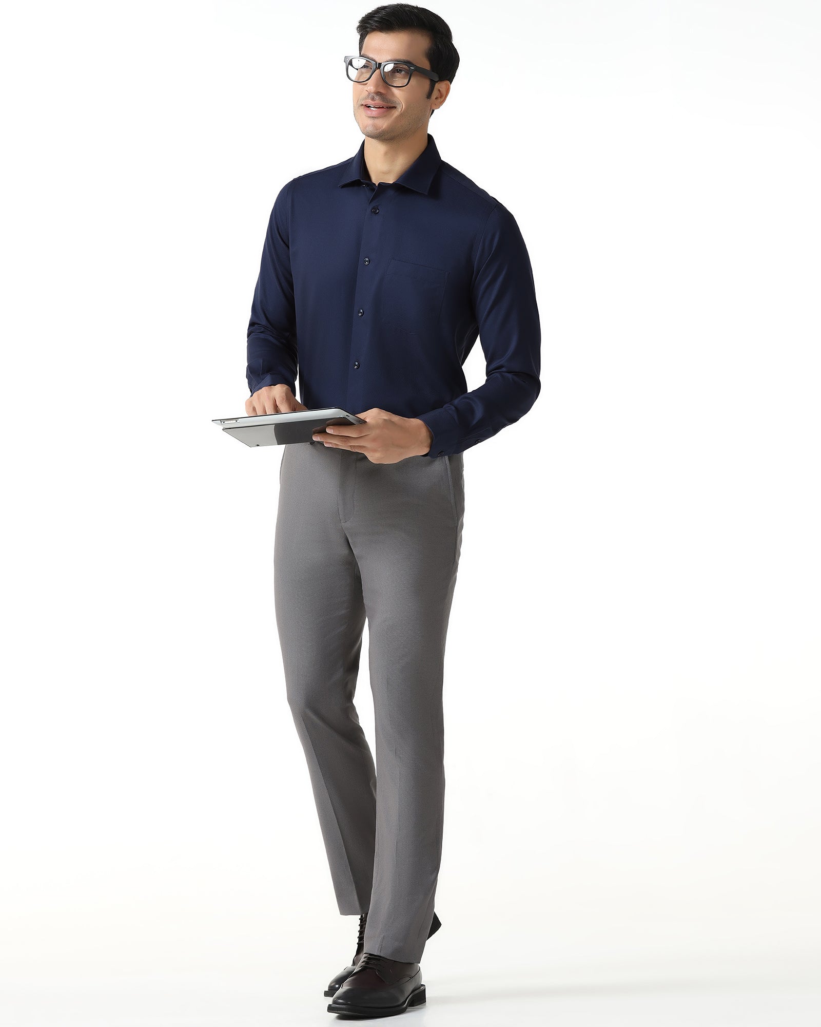 Navy Non Iron Textured Shirt - P31