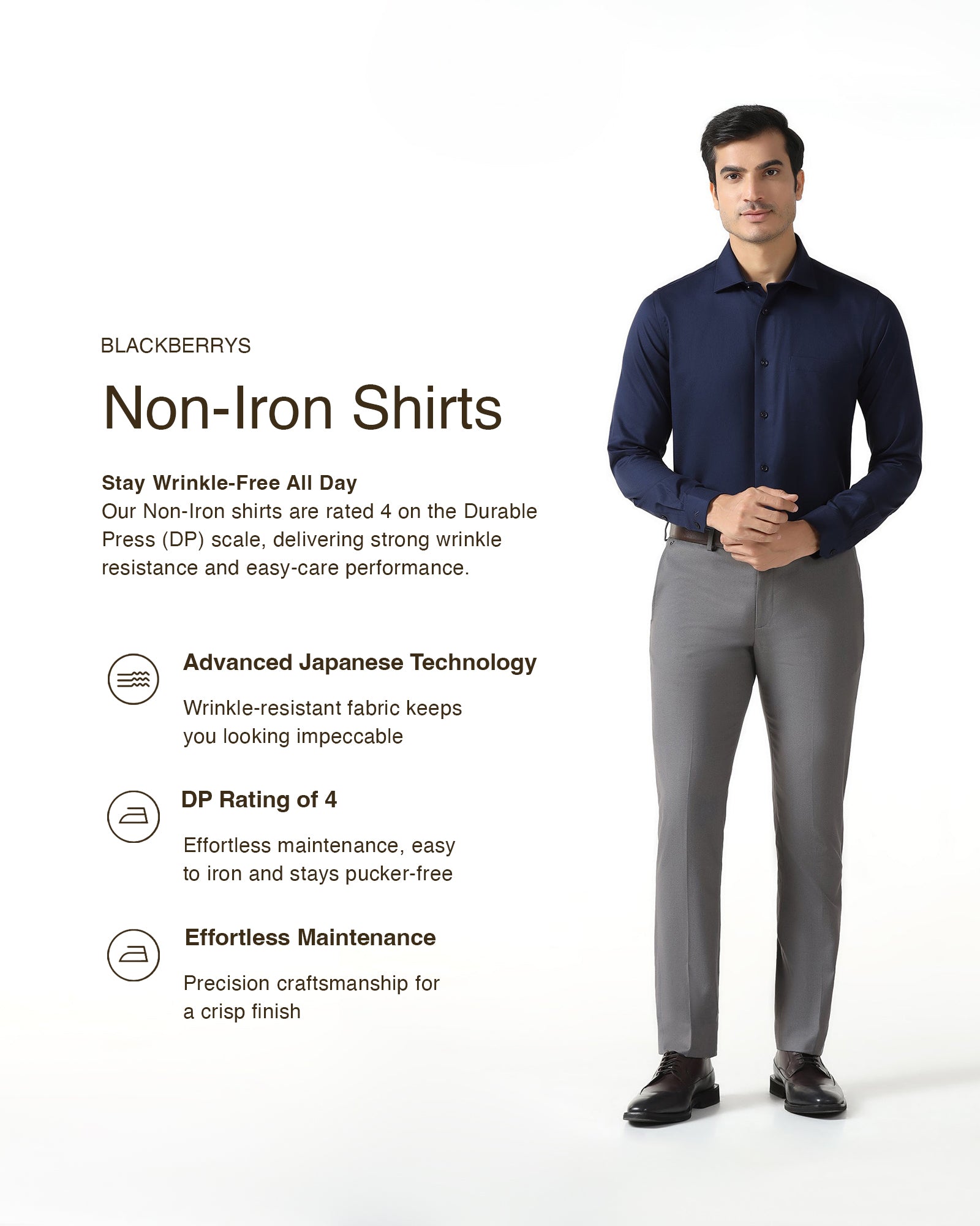 Navy Non Iron Textured Shirt - P31