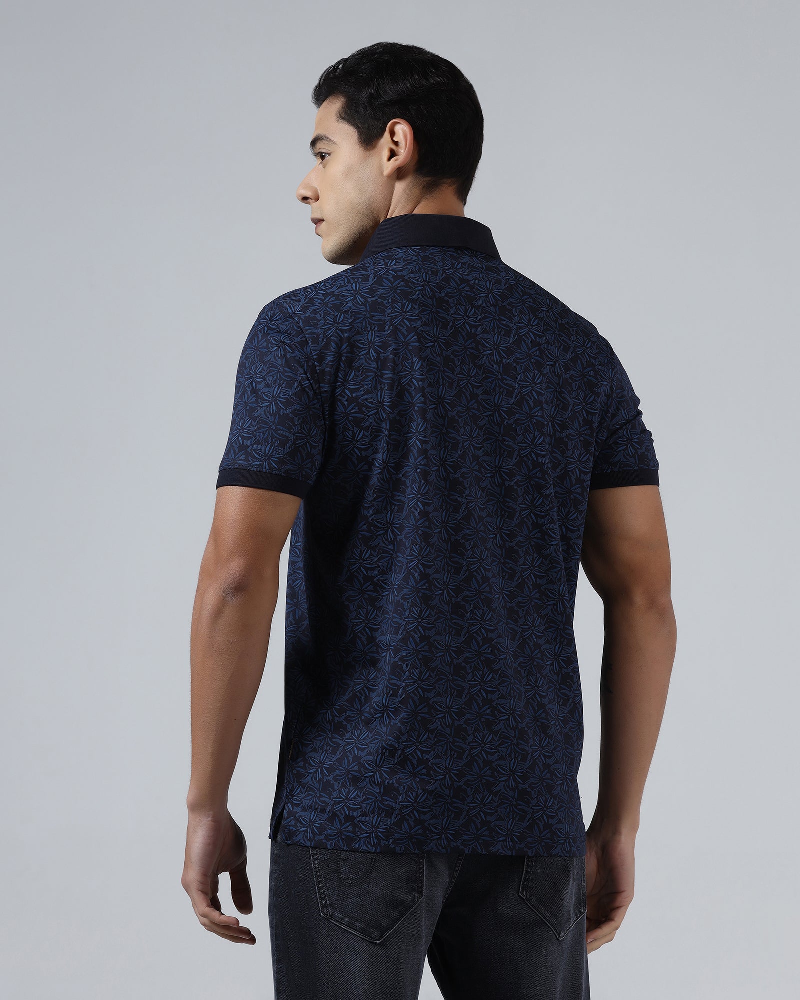 Navy Printed Polo - Dane