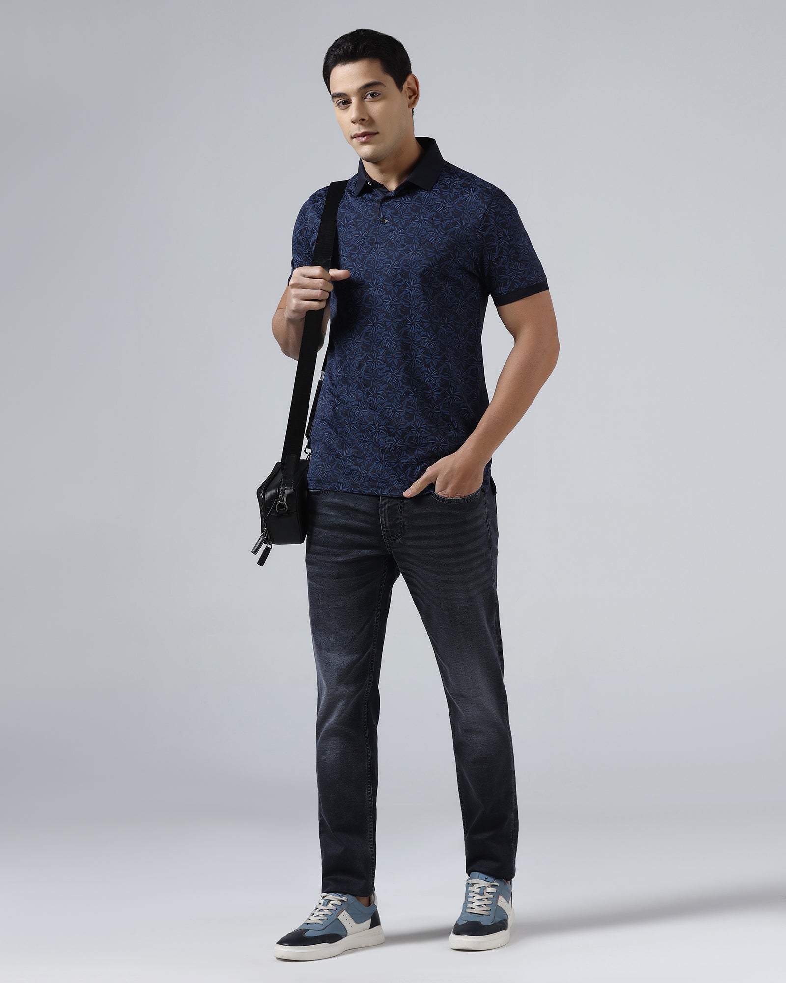 Navy Printed Polo - Dane