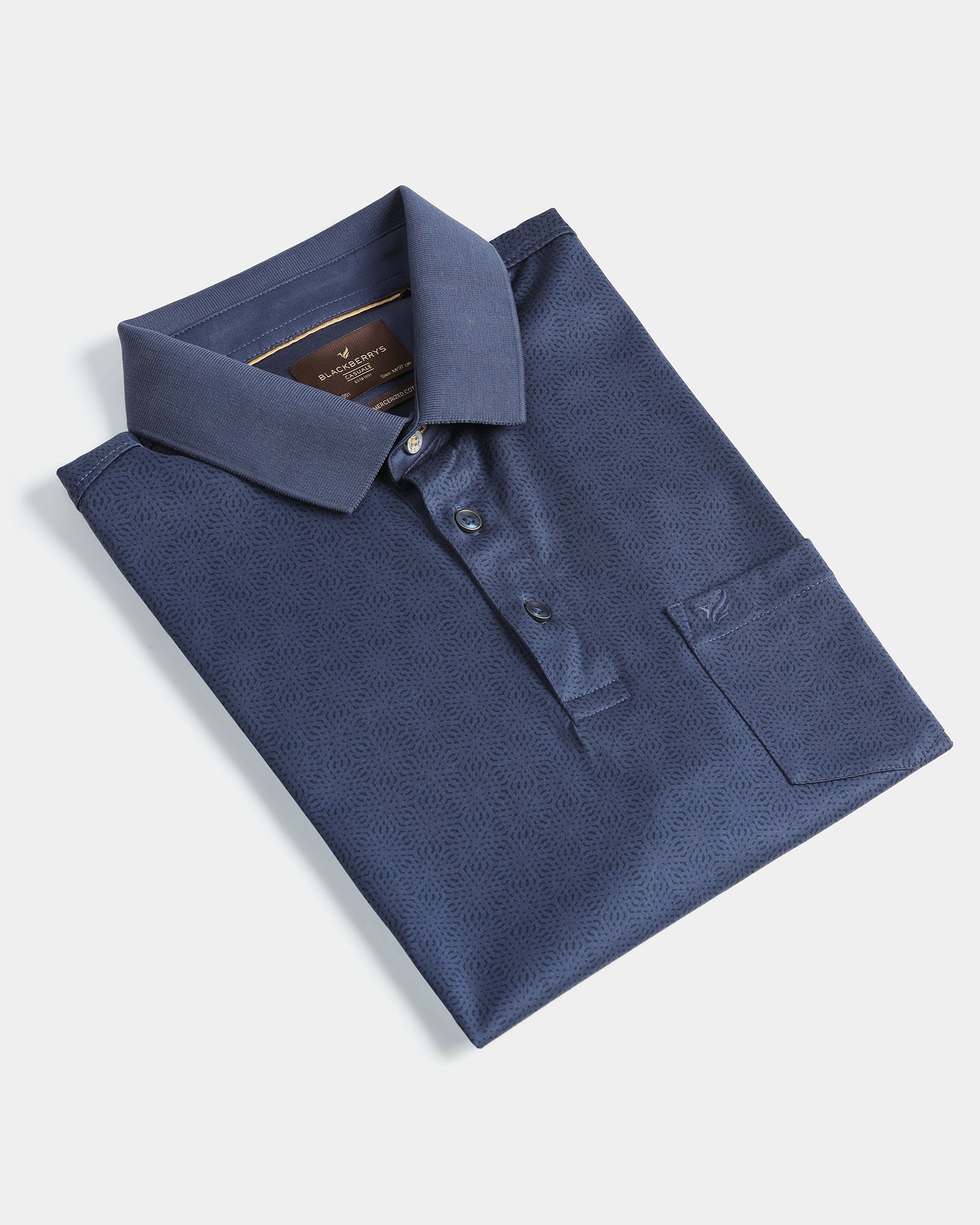 Navy Printed Polo - Peter