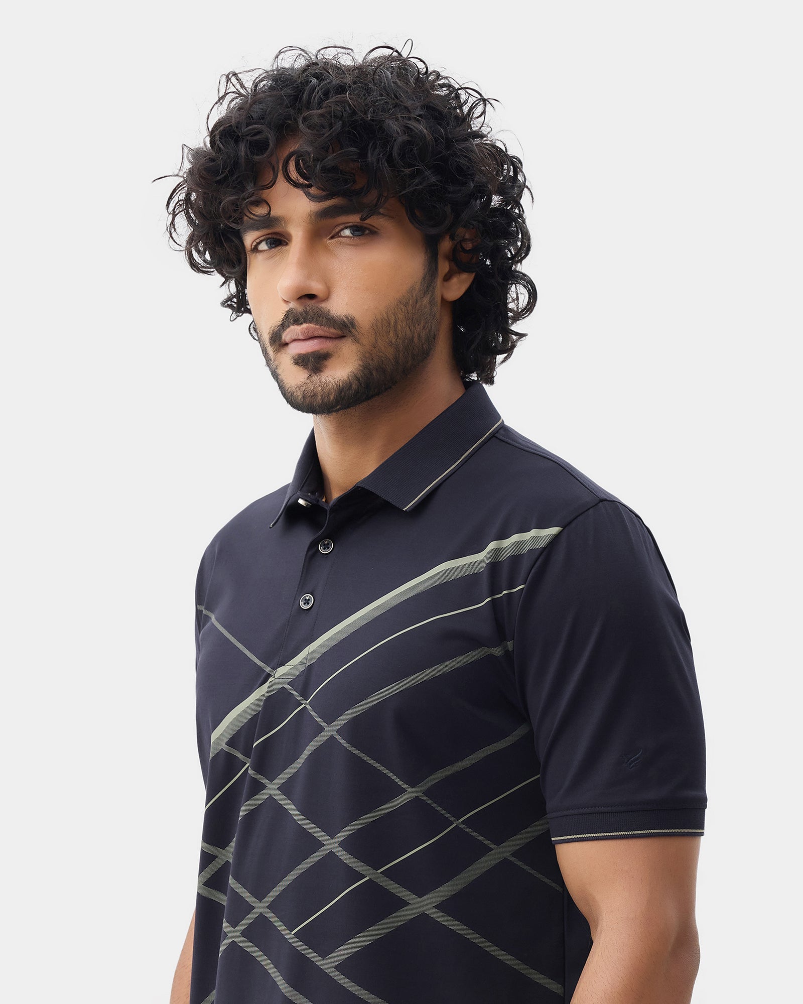 Navy Printed Polo - Pita