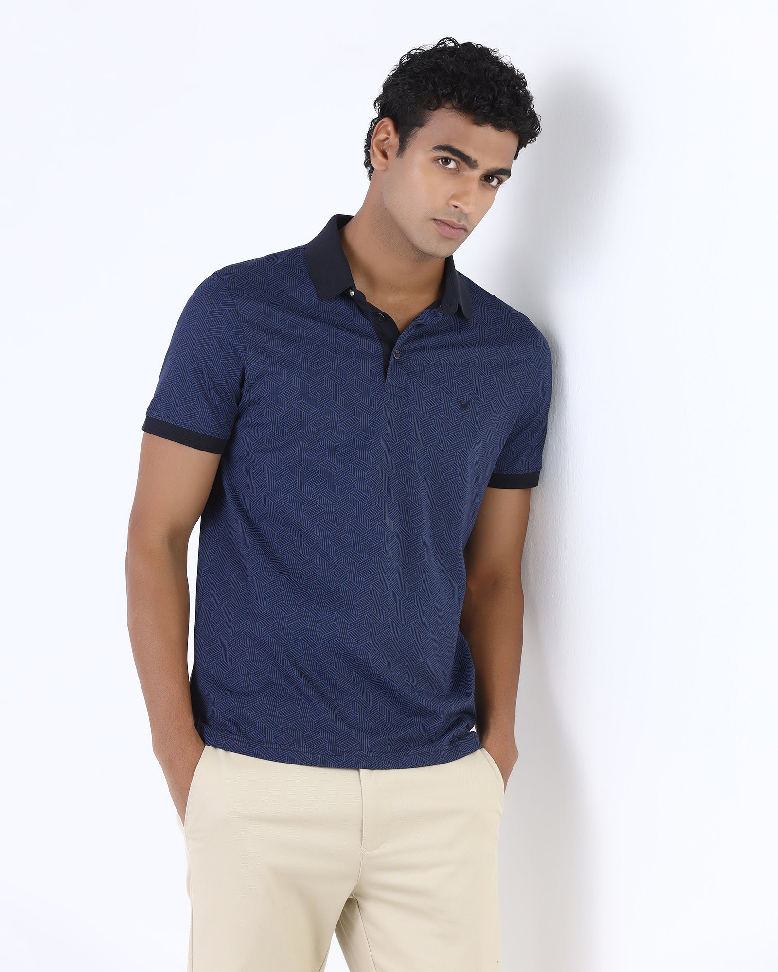 Navy Printed Polo - Sign