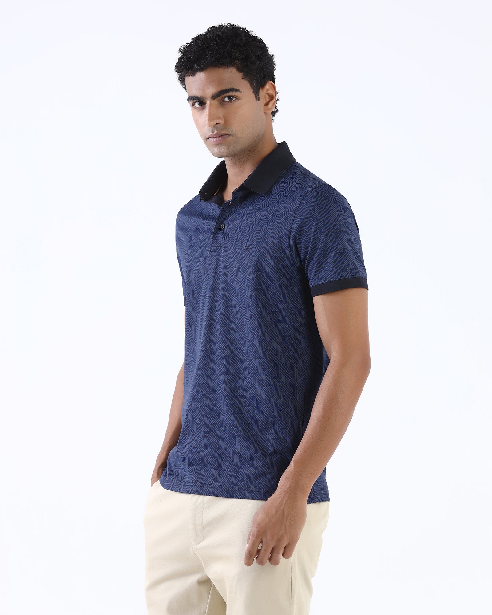 Navy Printed Polo - Sign