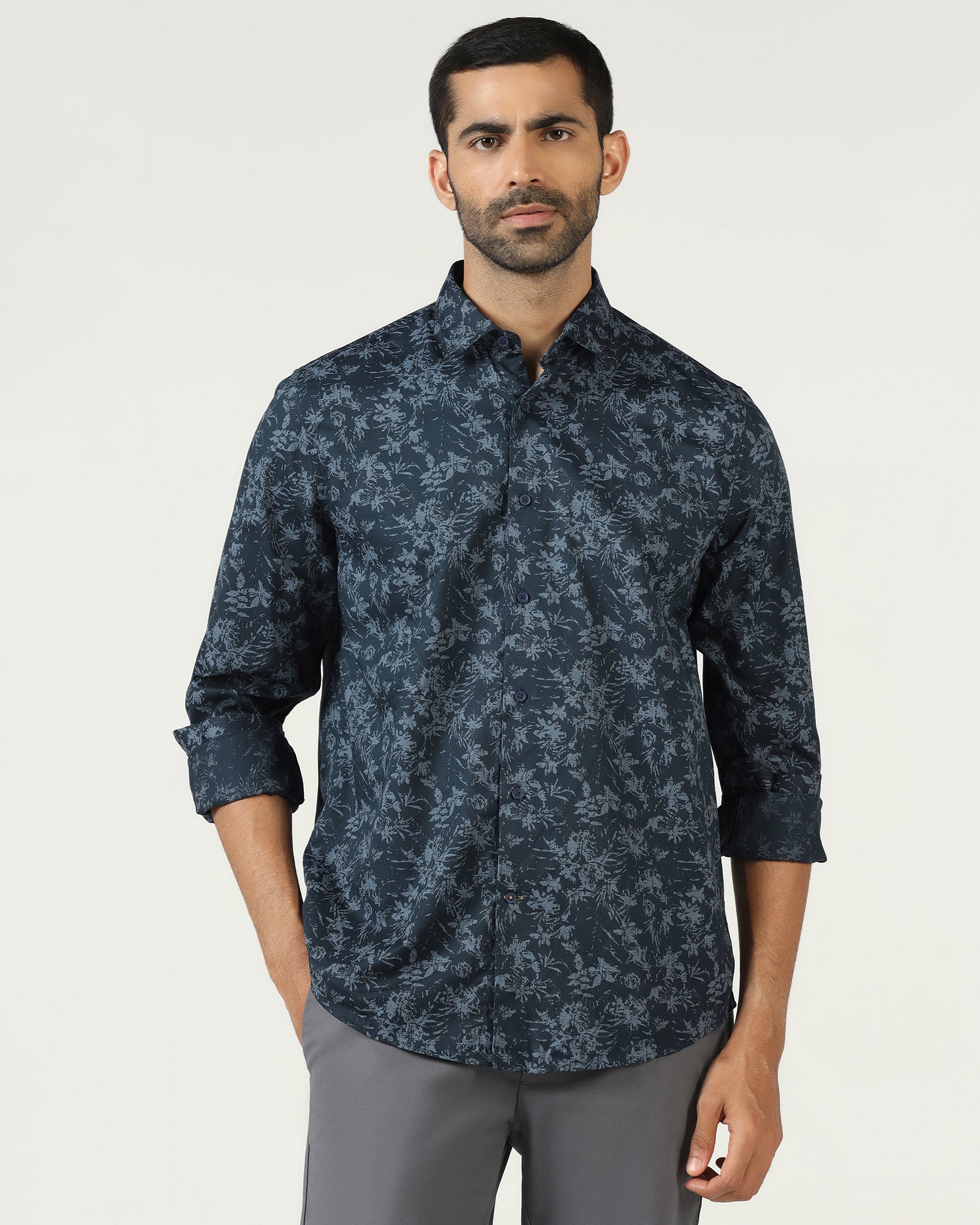 Navy Printed Shirt - Holten