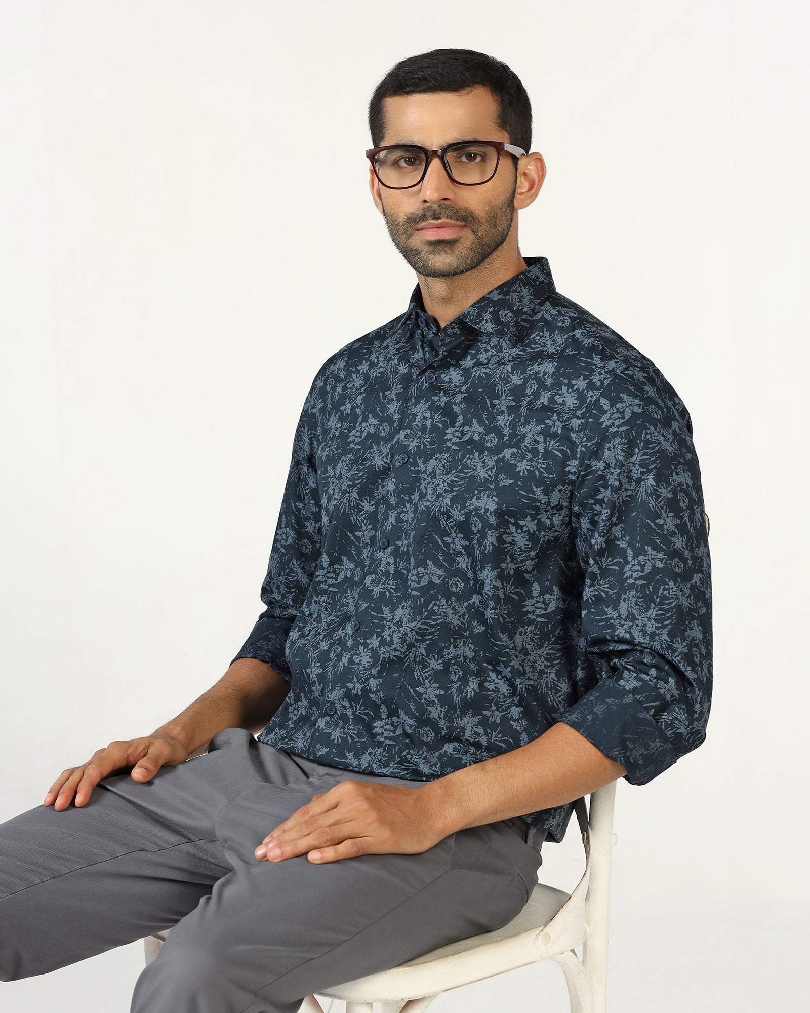 Navy Printed Shirt - Holten