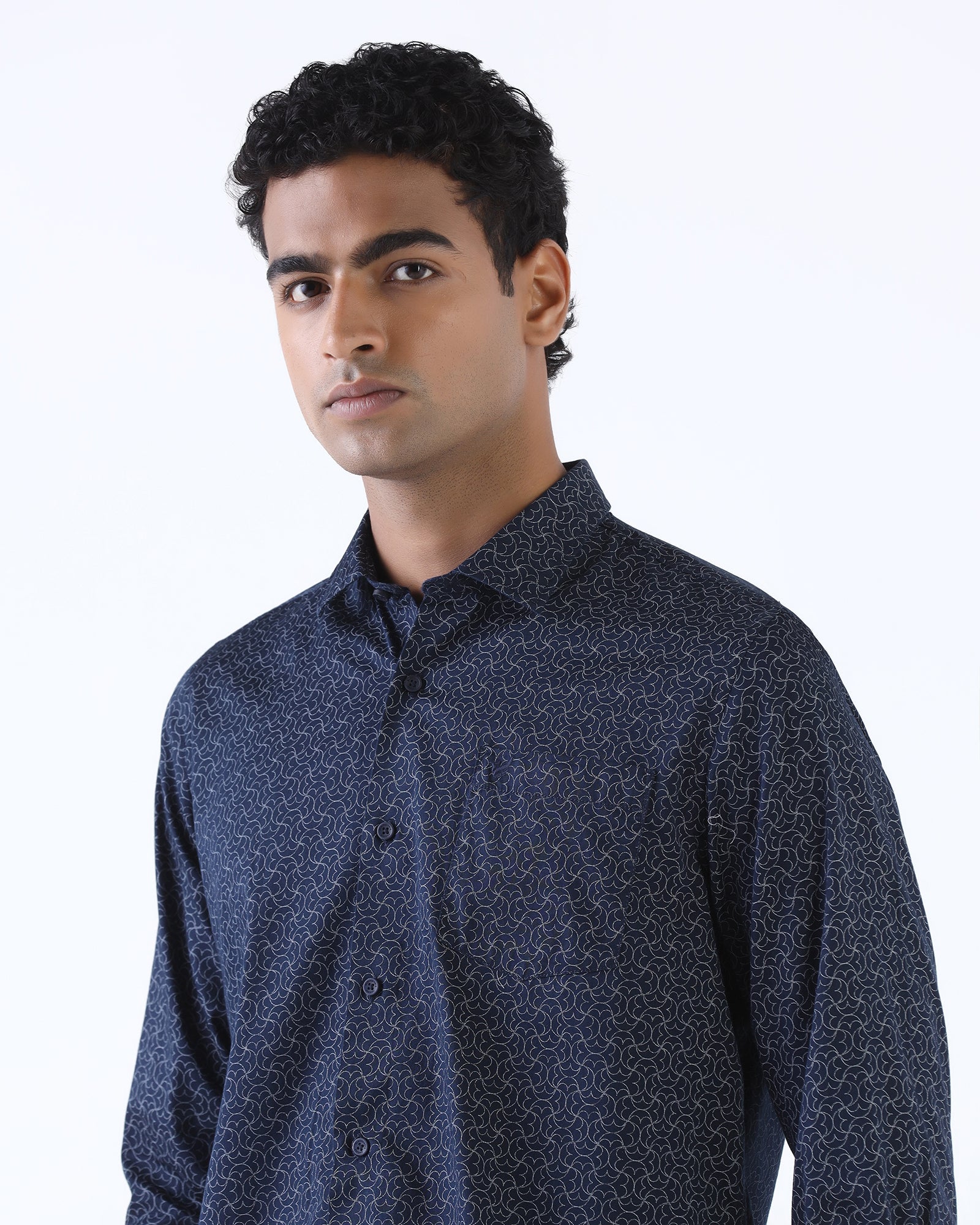 Navy Printed Shirt - Poger