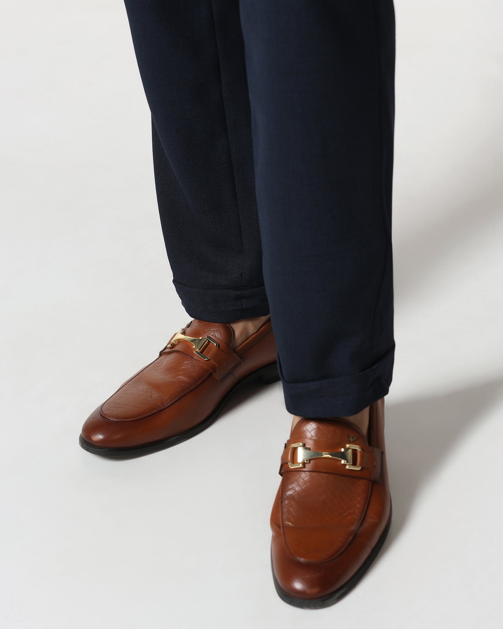 Navy Relaxed Fit Textured Trouser - Oaksmith