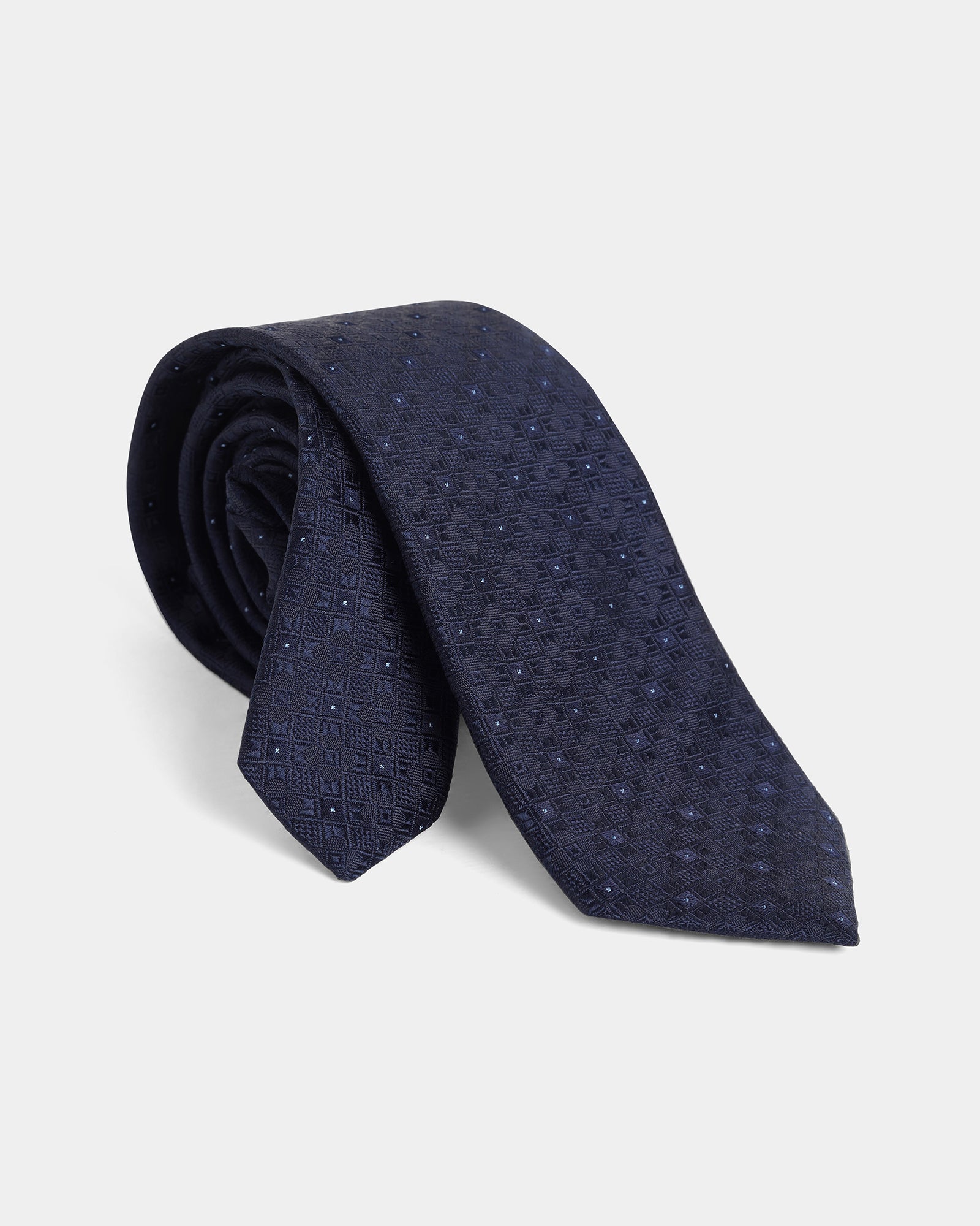 Navy Silk Printed Tie - Wallace