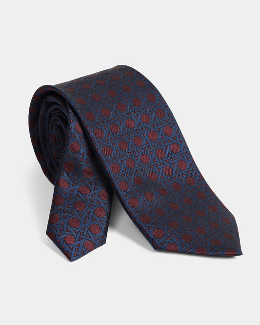 Navy Silk Jacquard Tie - Willet