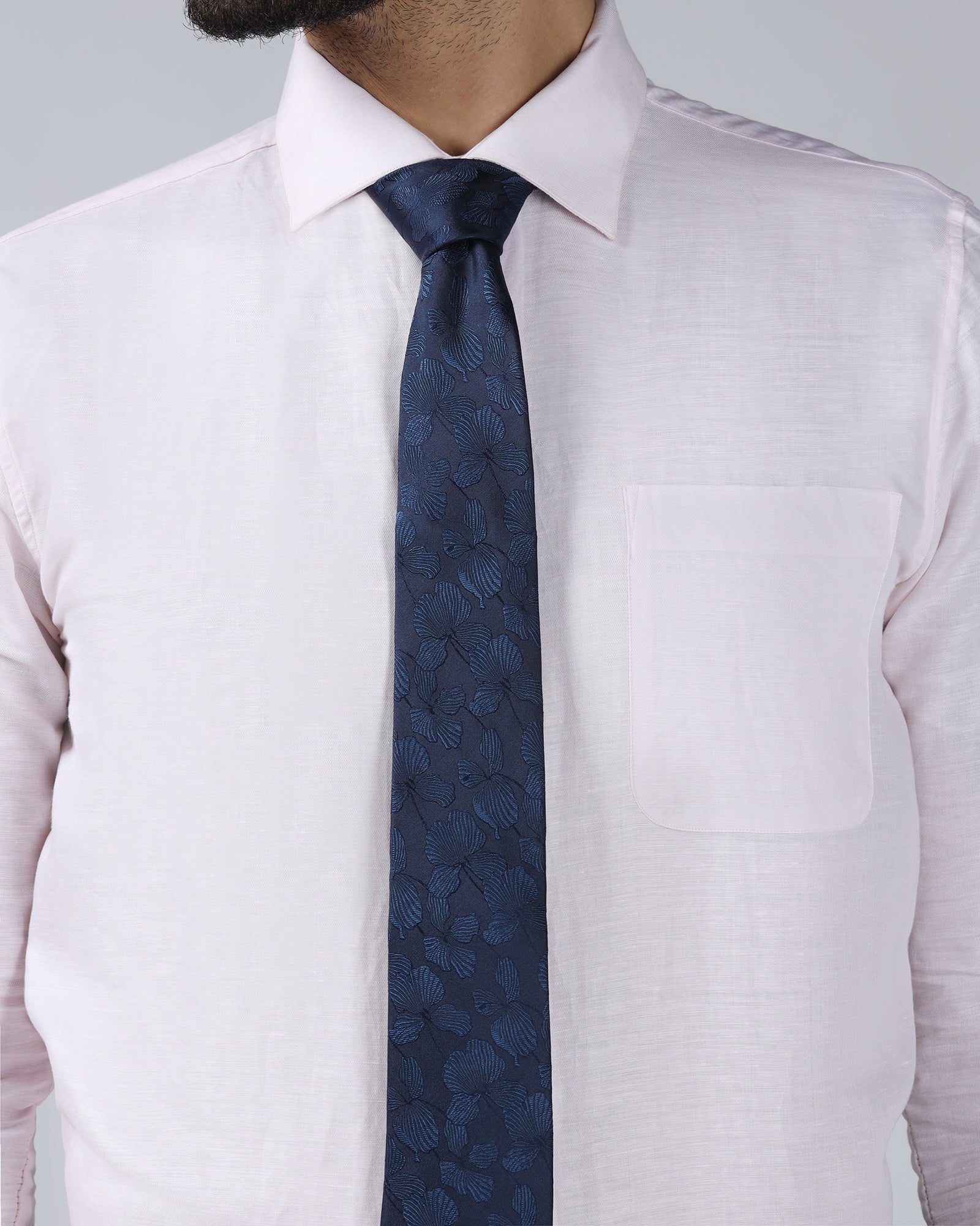 Navy Silk Jacquard Tie - Willis