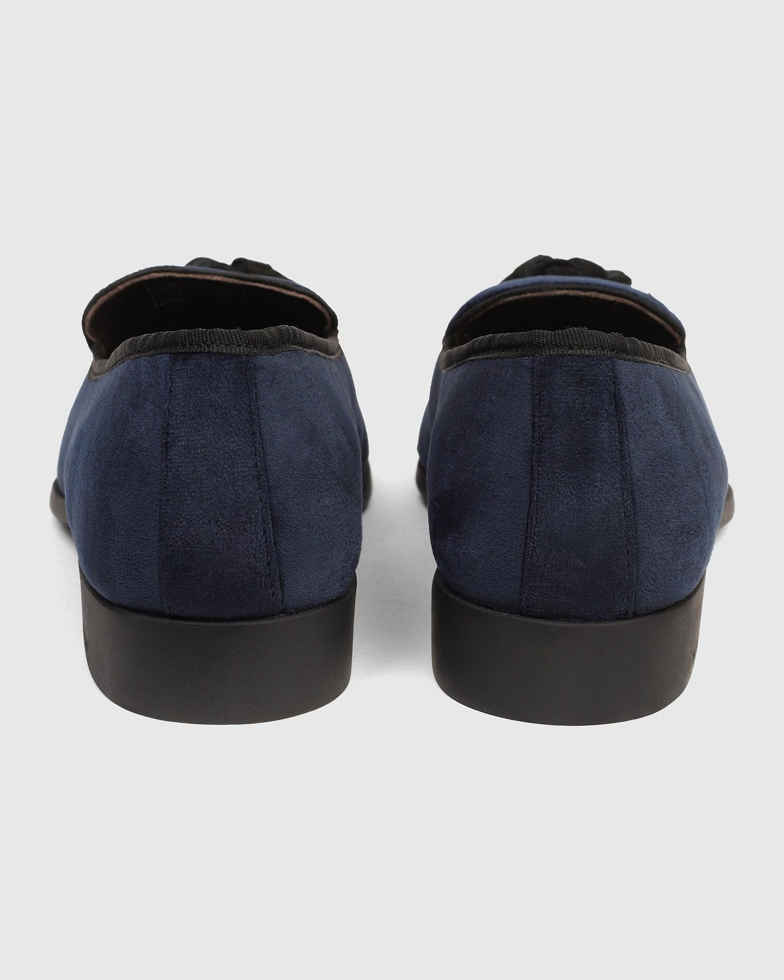 Velvet Navy Textured Slip On Shoes - Mrinal - Blackberrys