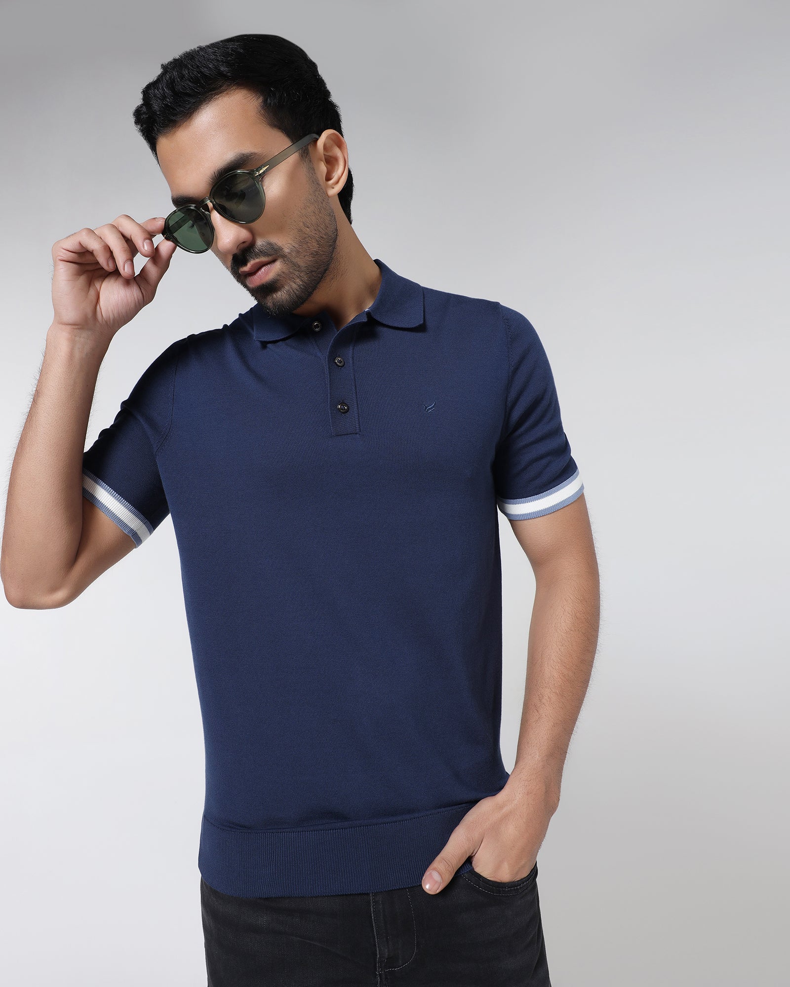 Navy Solid Polo - Akio
