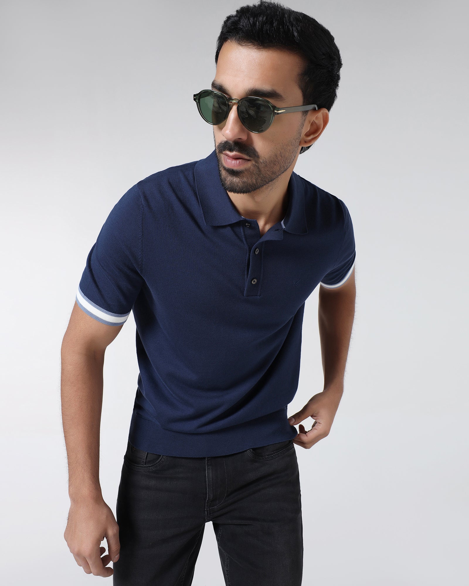 Navy Solid Polo - Akio