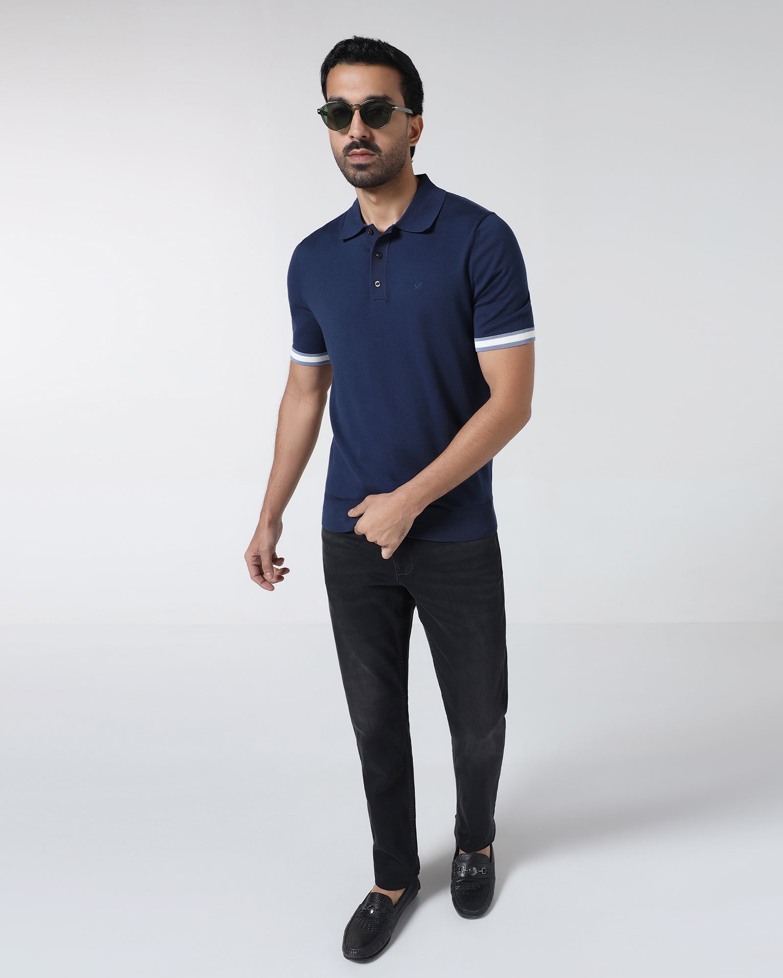 Navy Solid Polo - Akio