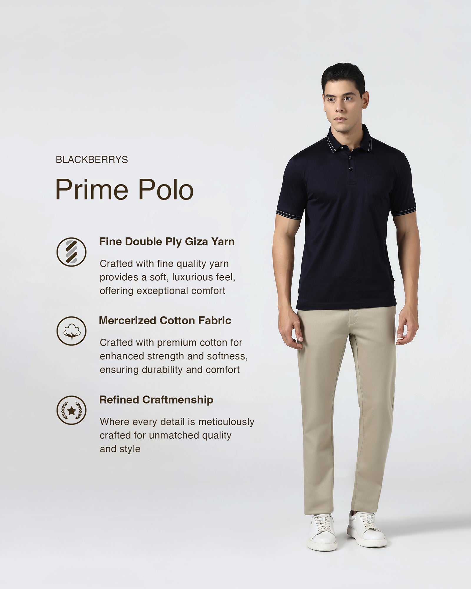 Navy Solid Polo - Ram
