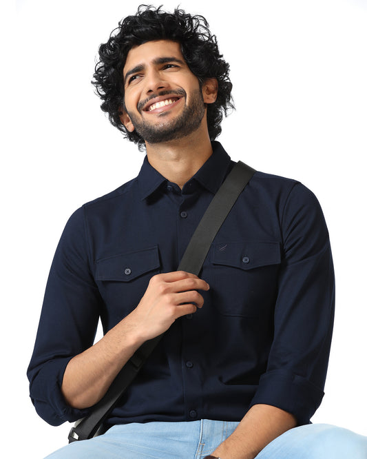 Navy Solid Shirt - Diaz