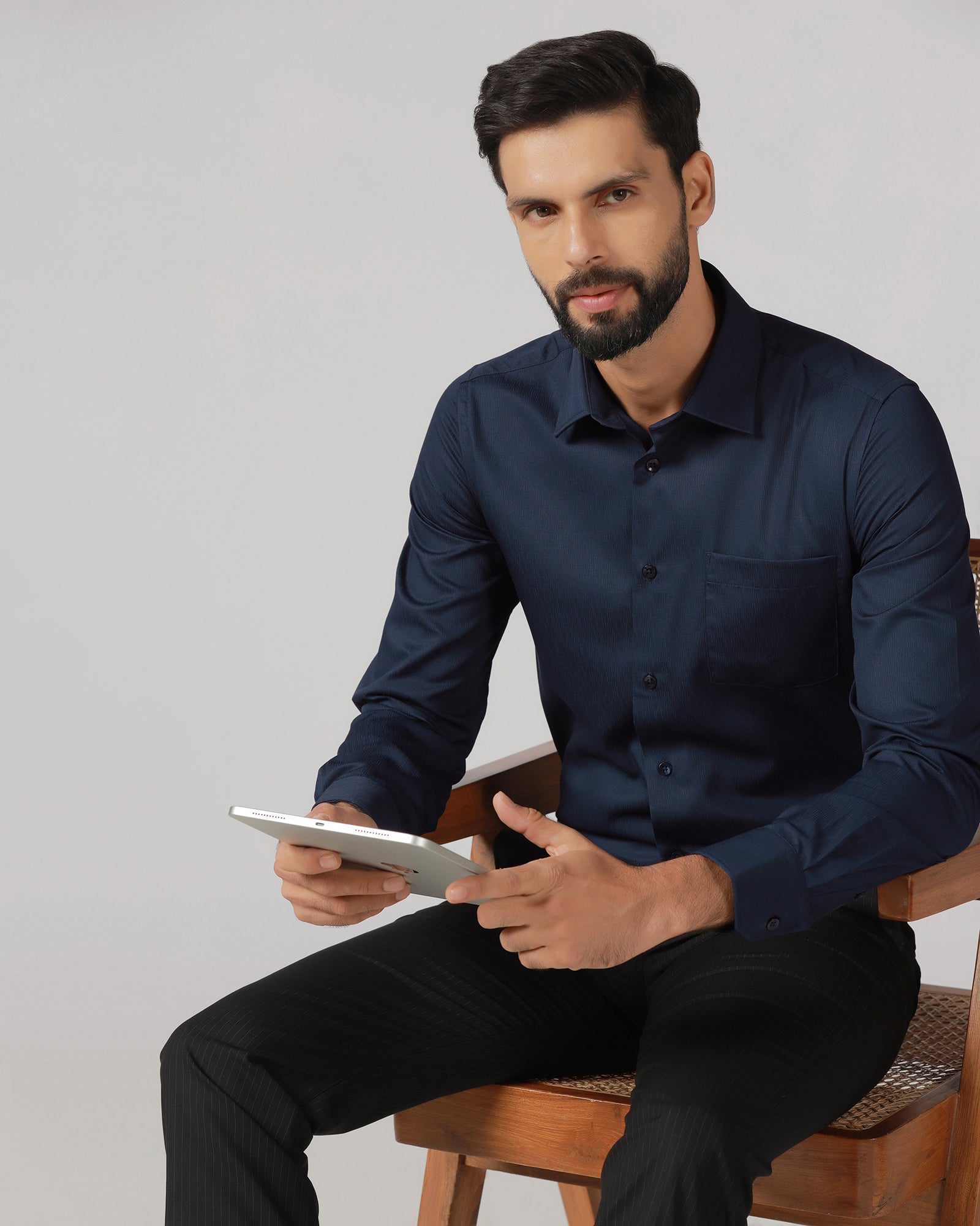 Navy Solid Shirt - Tanin