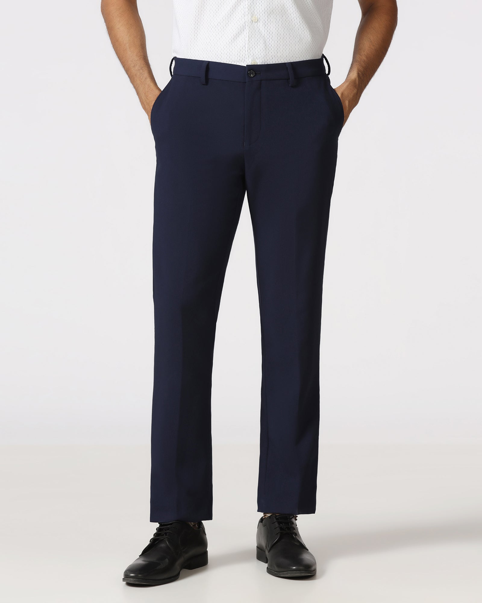 Navy Solid Trouser - Indri