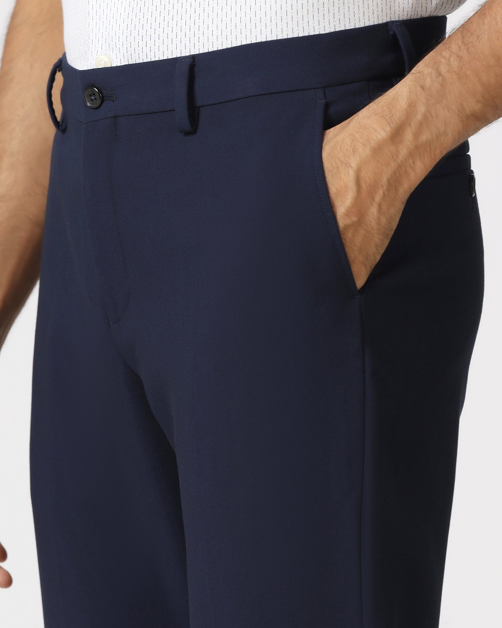 Navy Solid Trouser - Indri