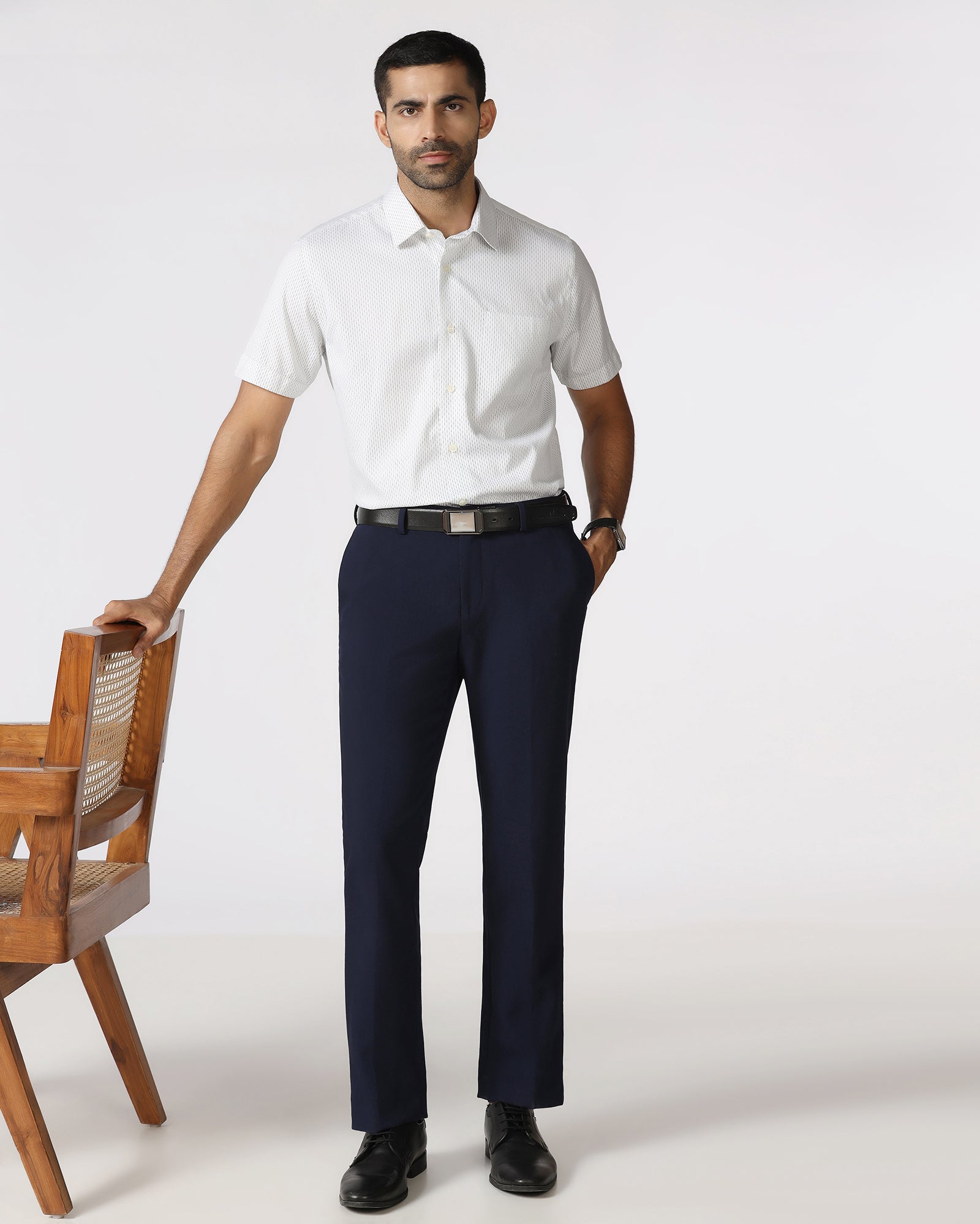 Navy Solid Trouser - Indri