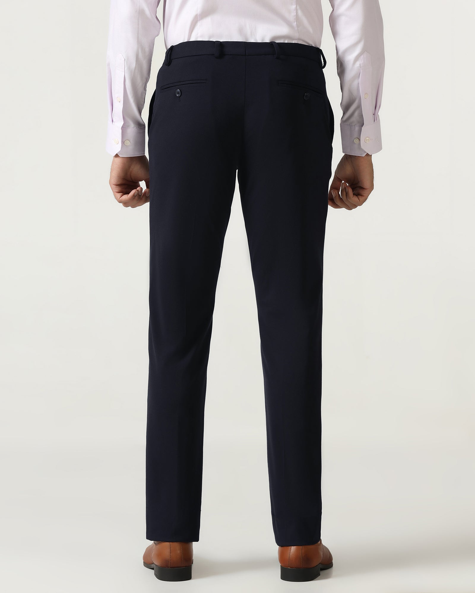 Navy Solid Trouser - Oak