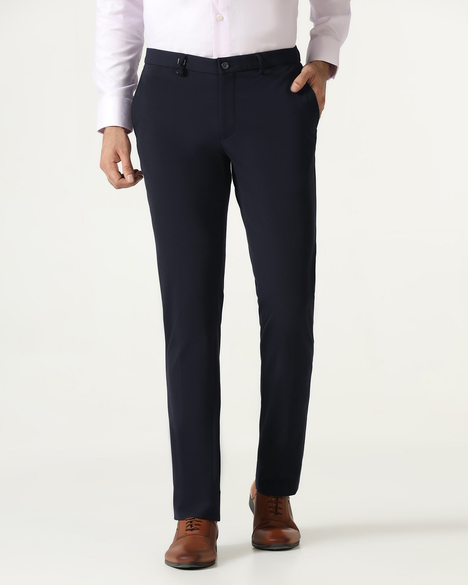 Navy Solid Trouser - Oak