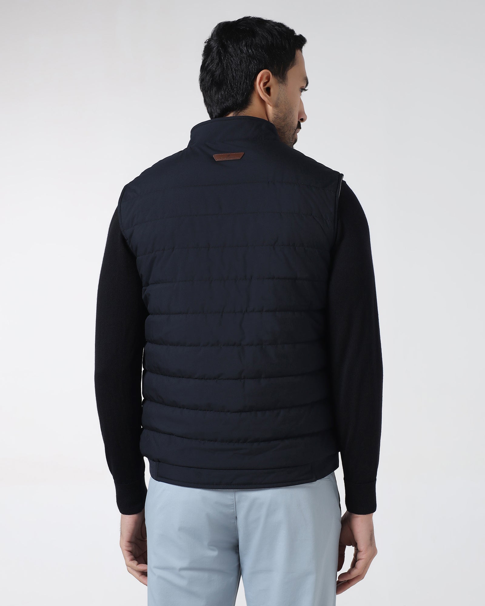 Navy Reversible Solid Zipper Jacket - Zietro