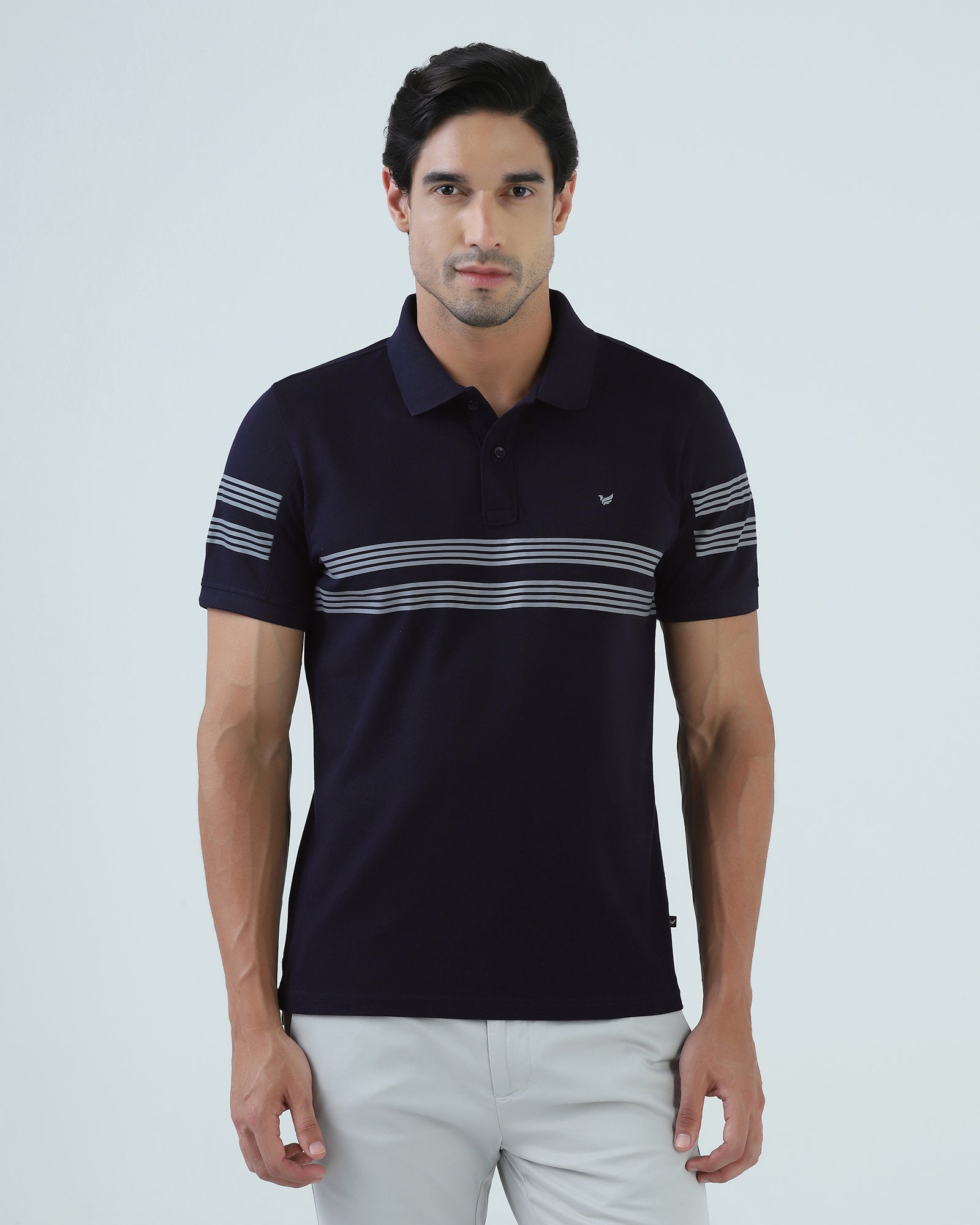 Navy Stripe Polo - Clint
