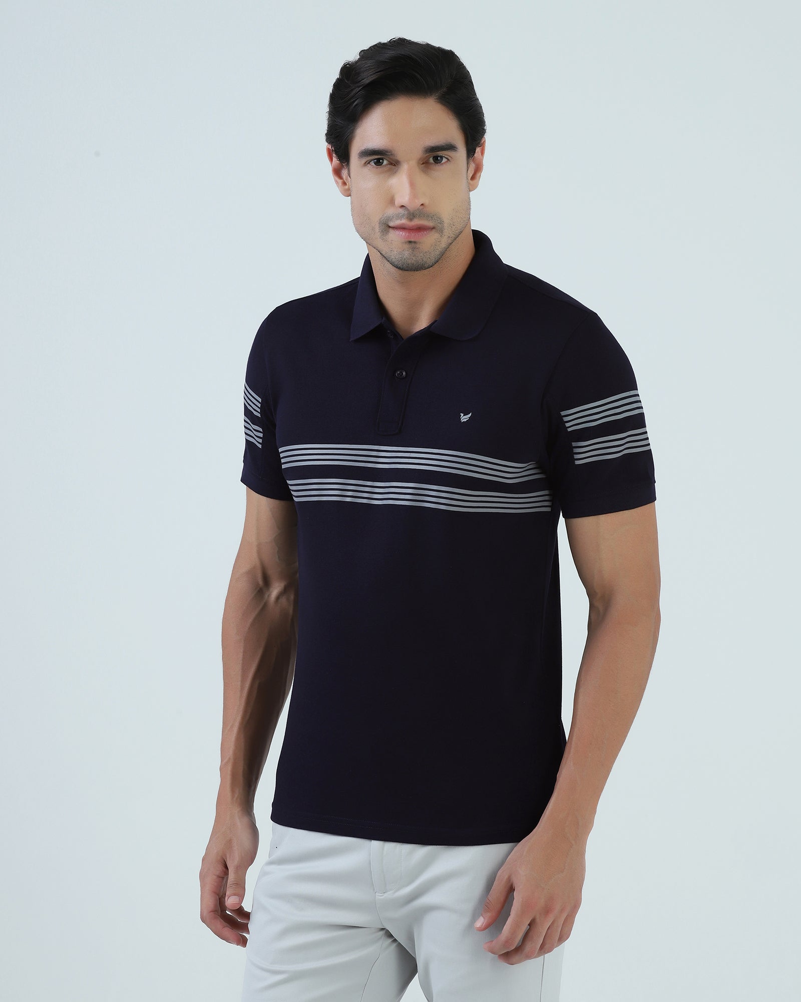Navy Stripe Polo - Clint