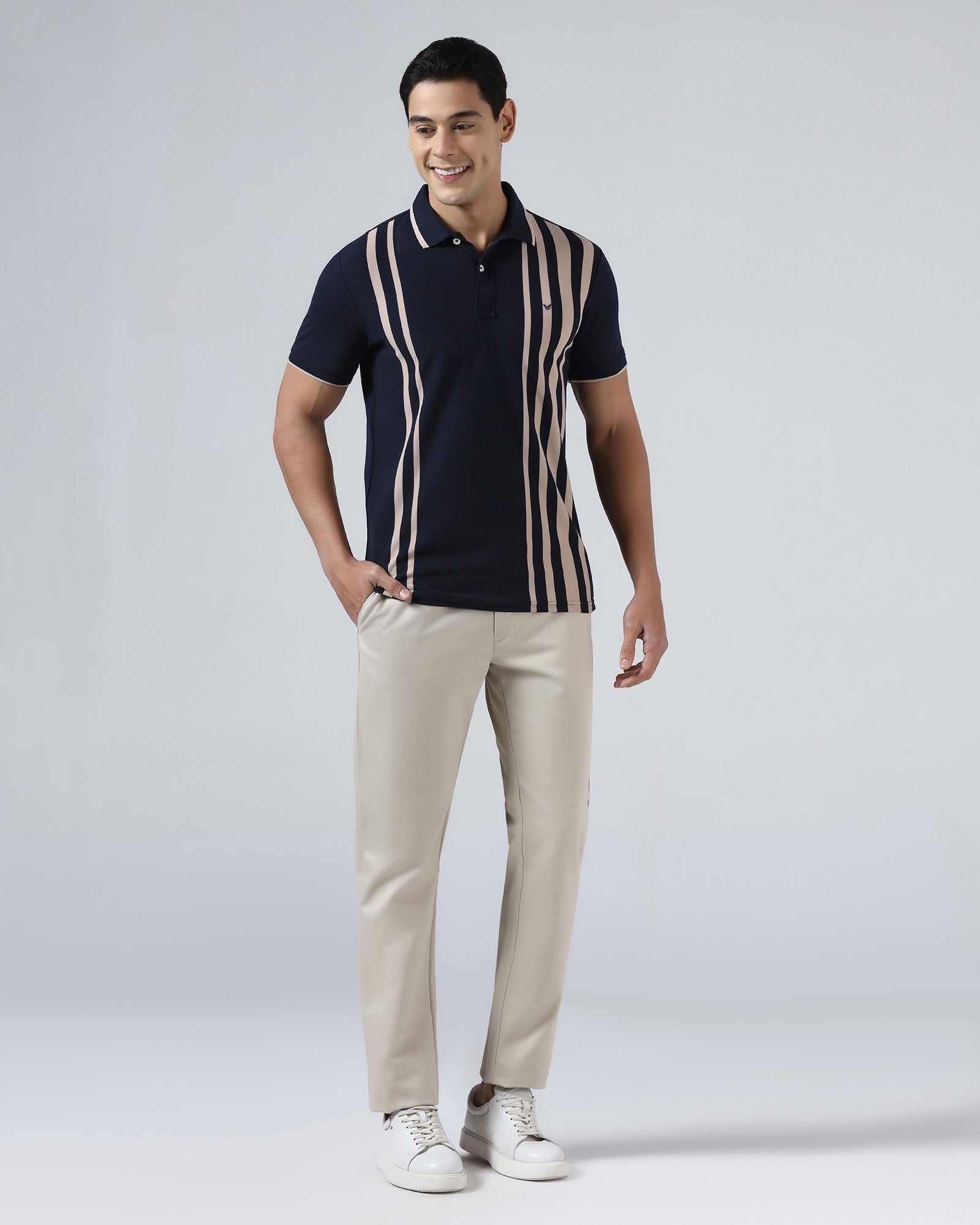 Navy Stripe Polo - Vert
