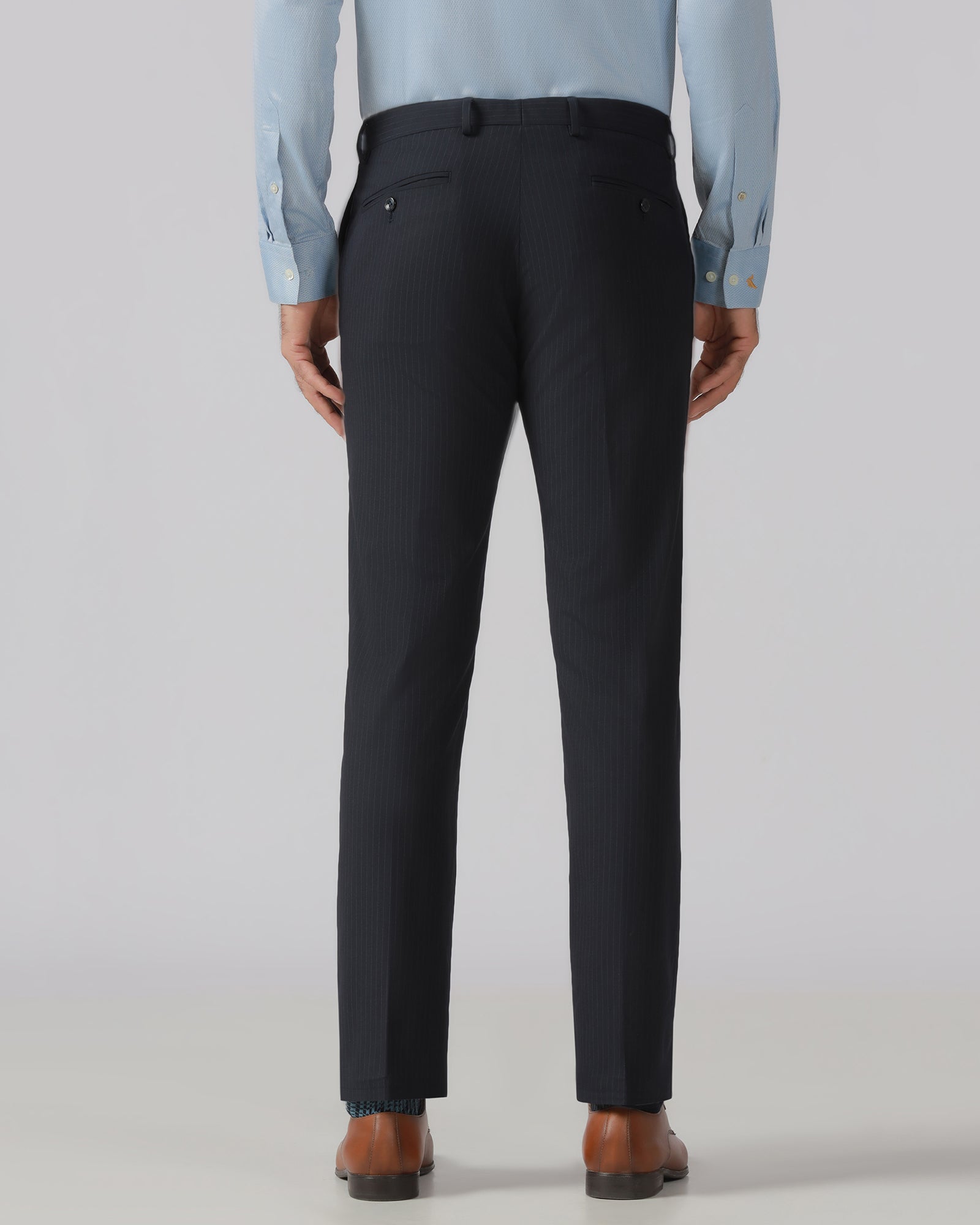 Navy Stripe Trouser - Merlot