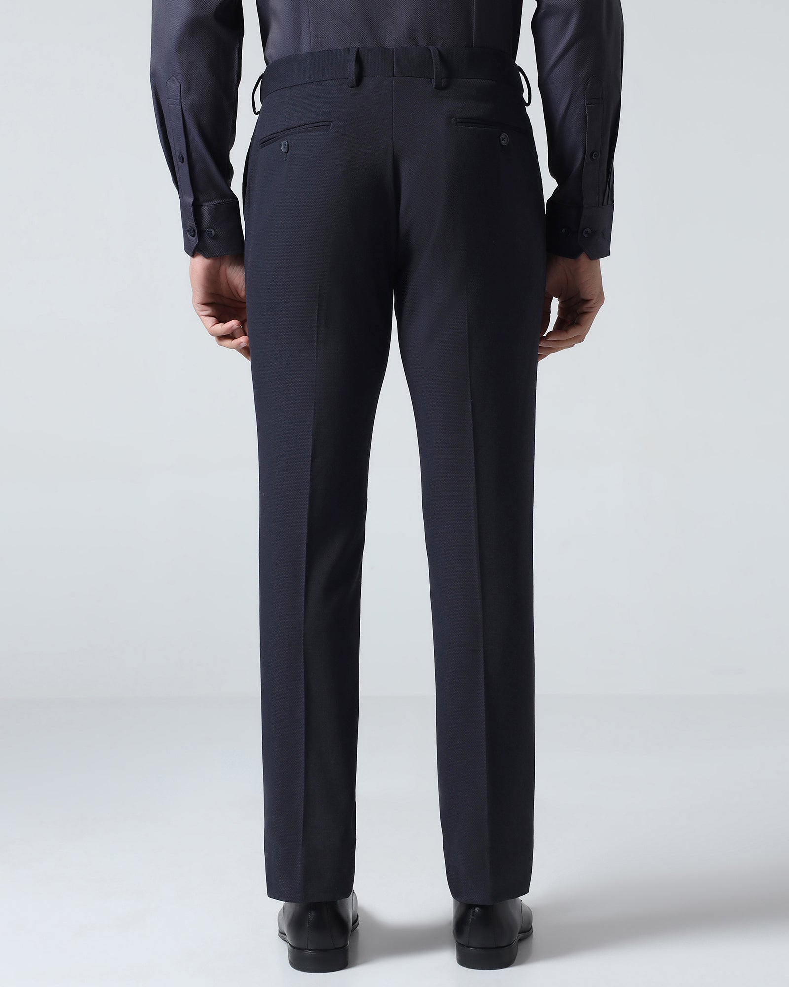Navy Technowaist Textured Trouser - Billy