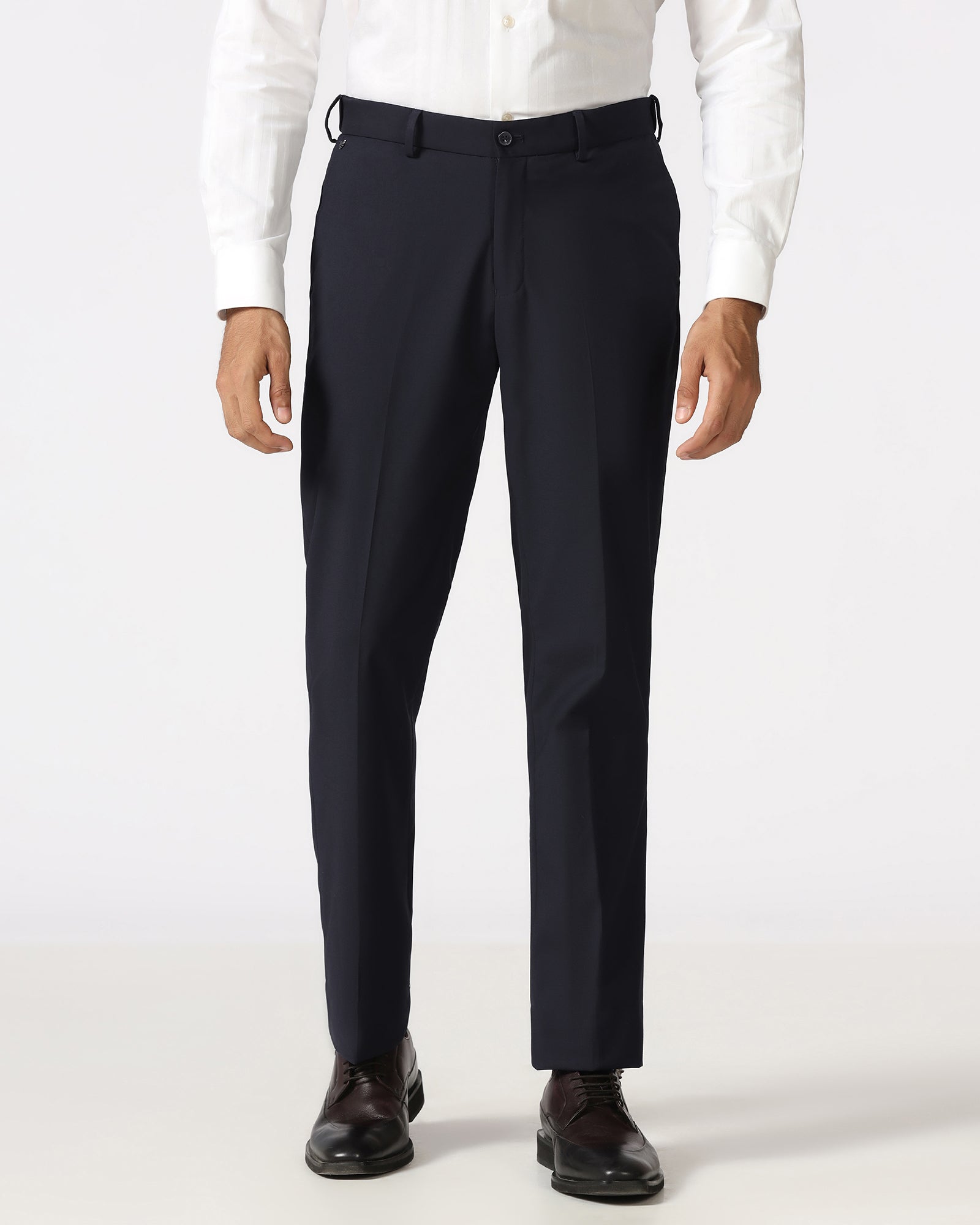 Navy Technowaist Solid Trouser - John