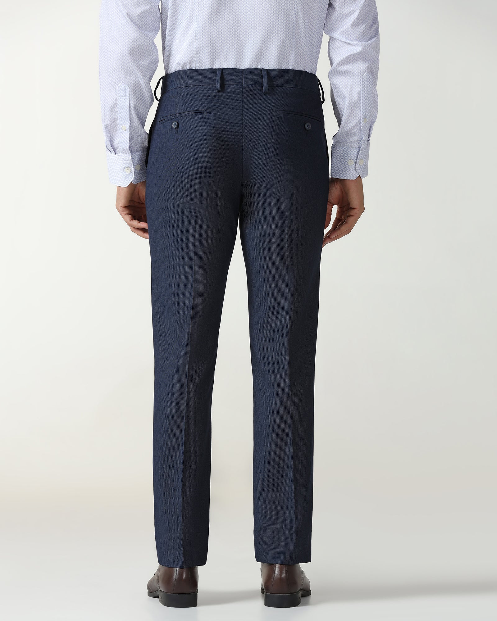 Navy Technowaist Textured Trouser - Hennessy