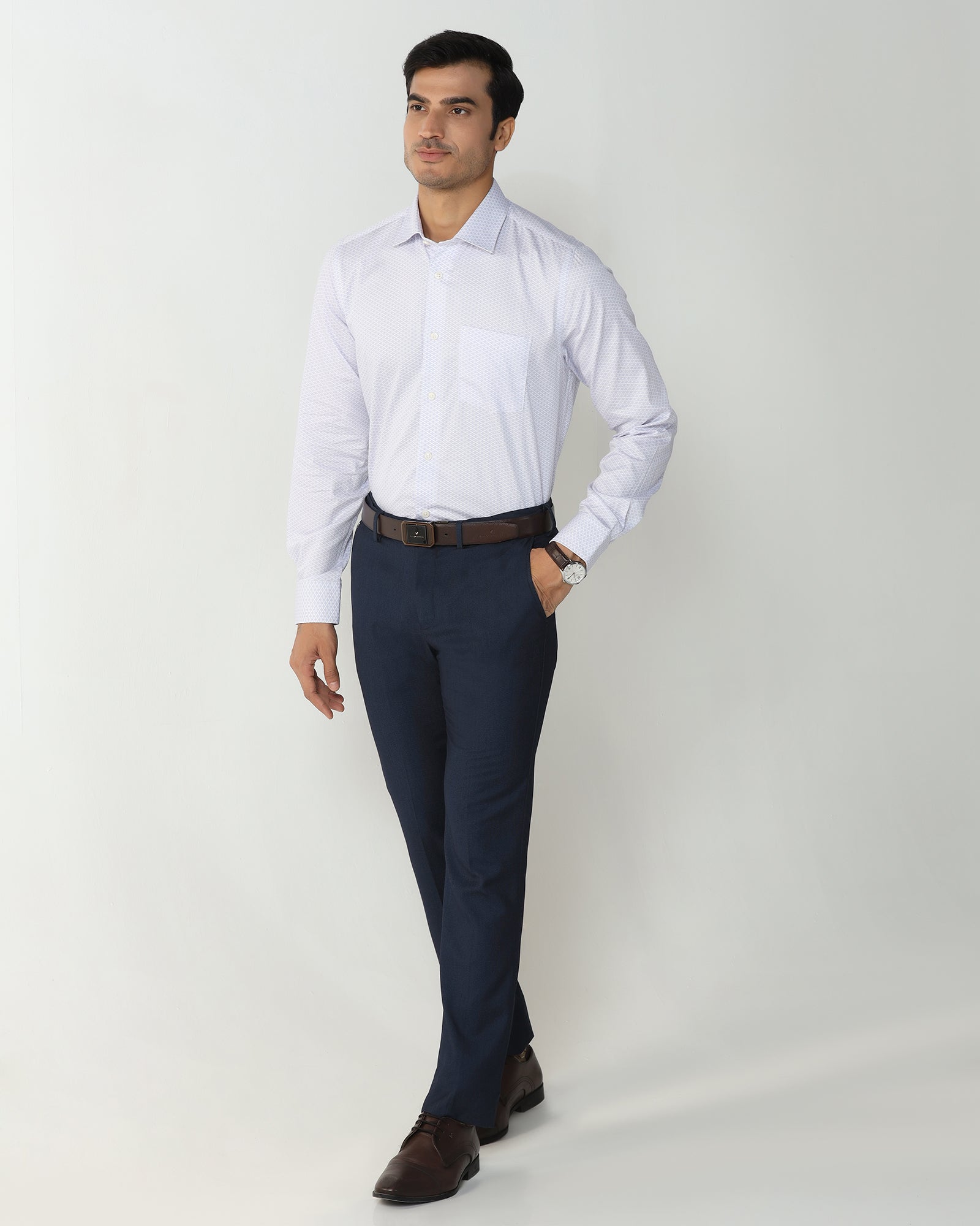 Navy Technowaist Textured Trouser - Hennessy