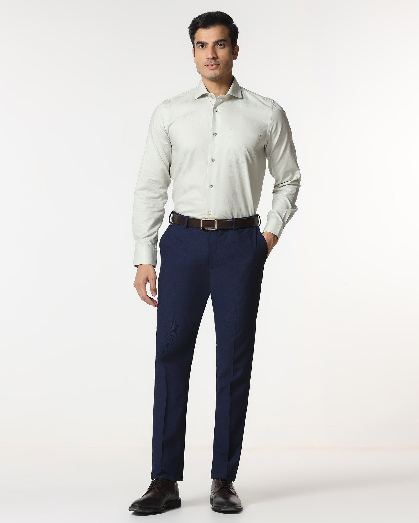 Navy Technowaist Textured Trouser - Smirnoff