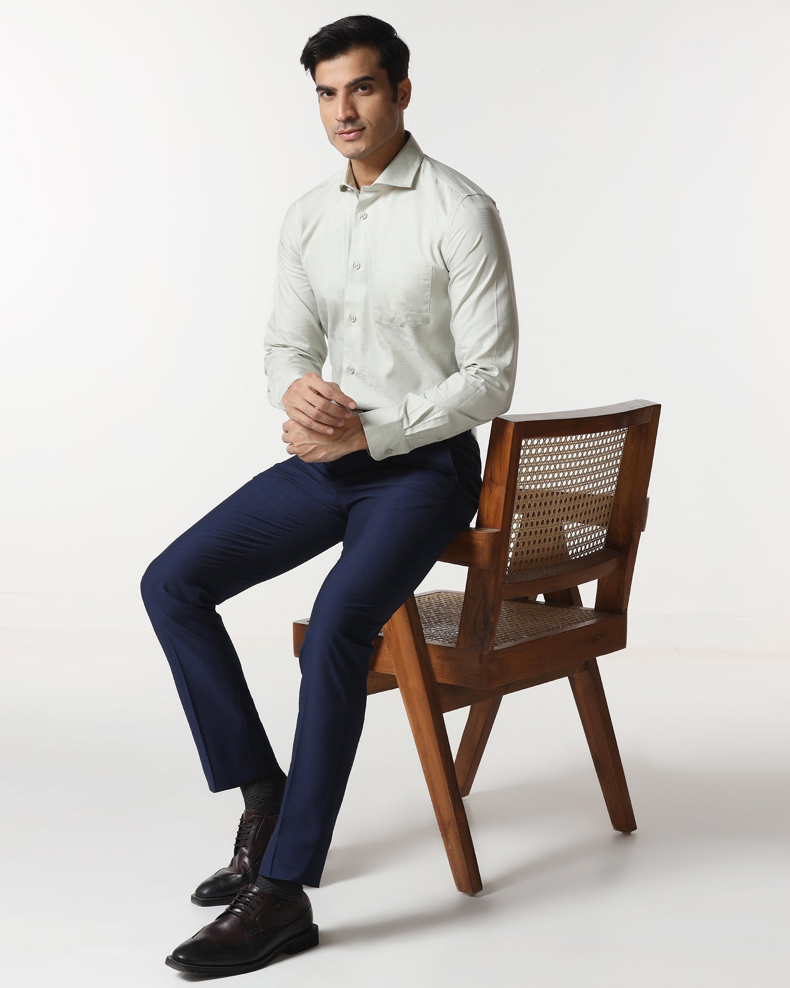 Navy Technowaist Textured Trouser - Smirnoff