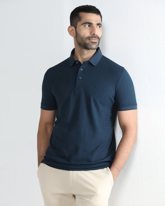 Navy TechPro Jacquard Polo - Holt