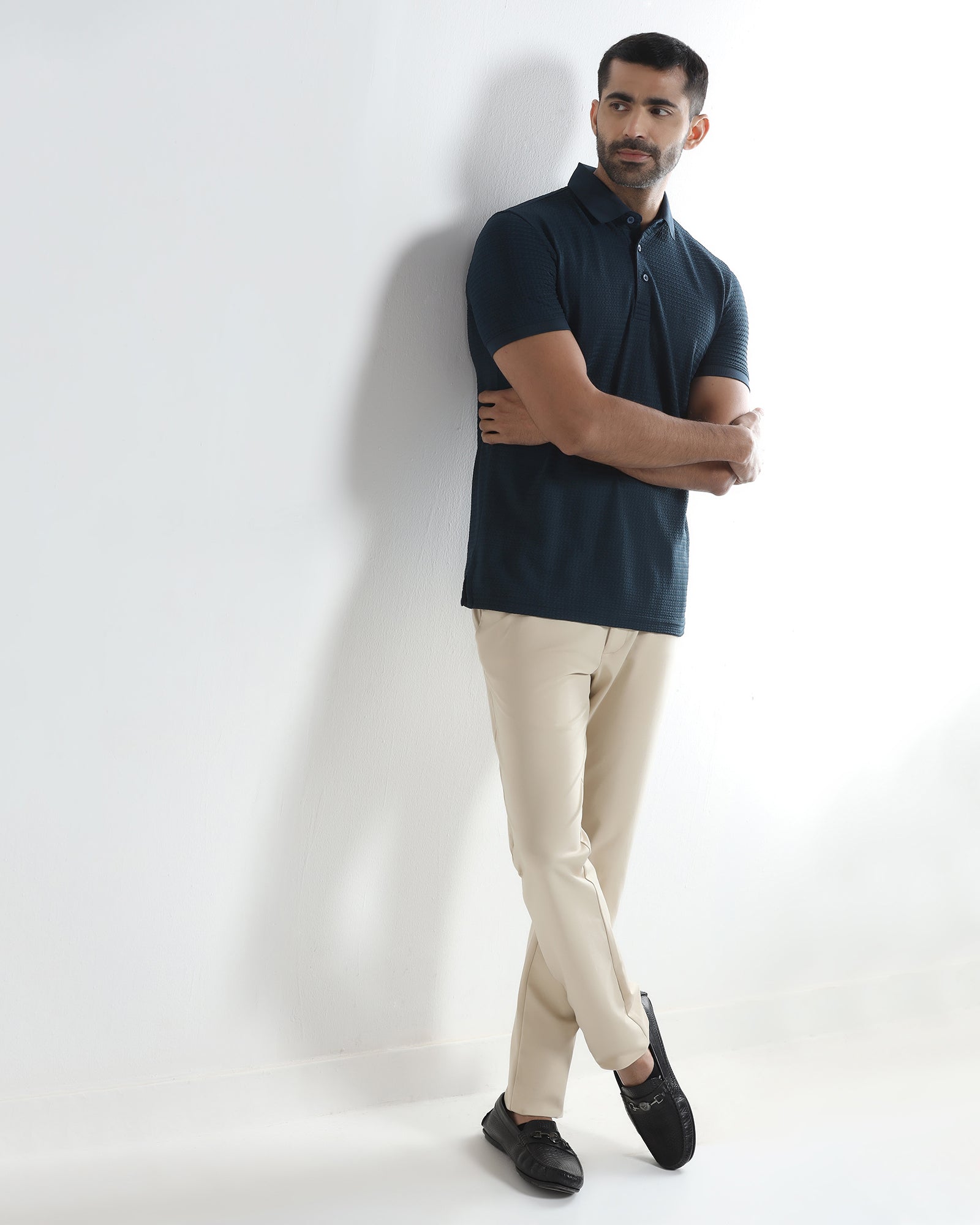 Navy TechPro Jacquard Polo - Holt